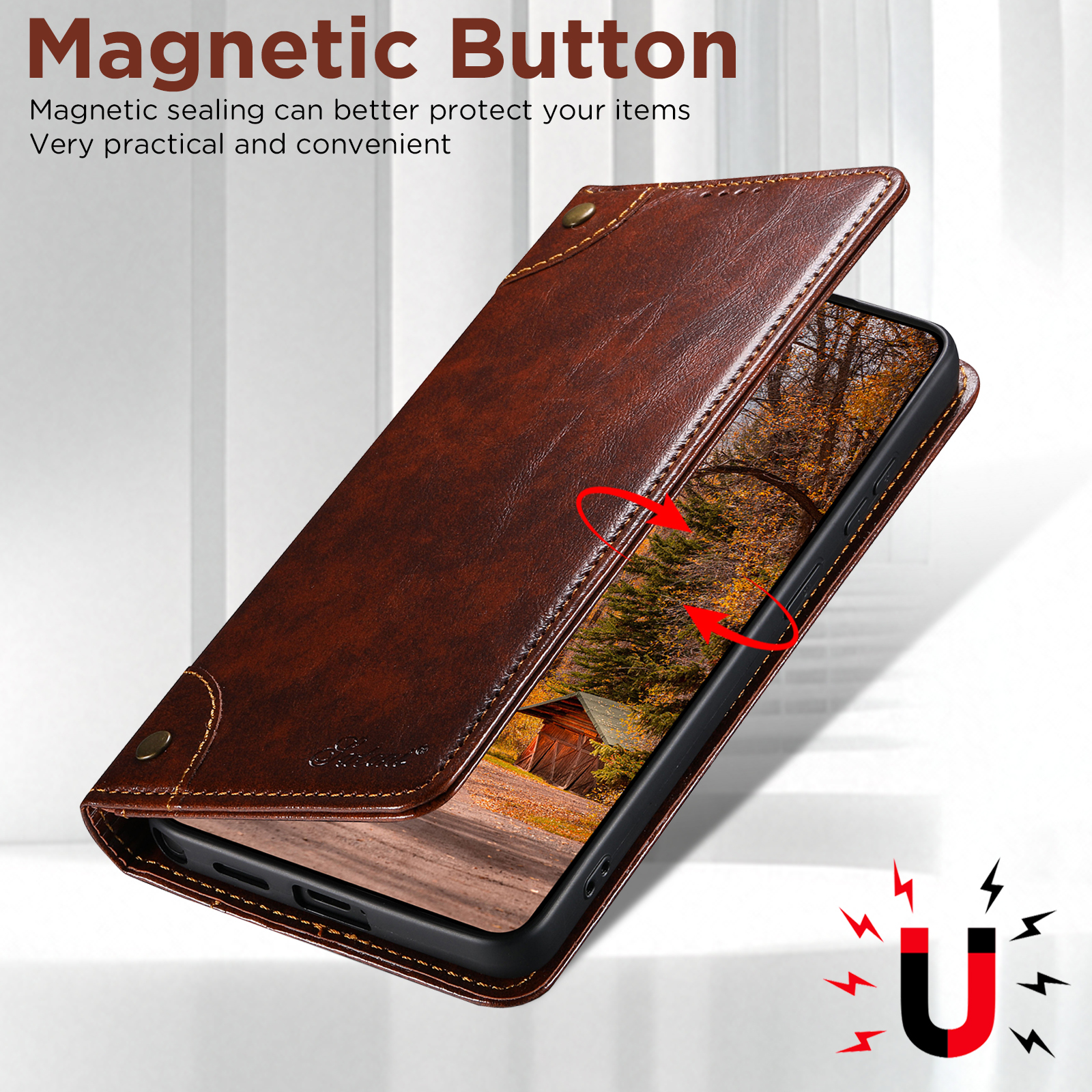SUTENI BLK Phone Case Faux Leather Card Holder Stand Wallet Magnet Flip Cover For Samsung Galaxy S26 Ultra S25 Plus S24 S23 S22 Note20