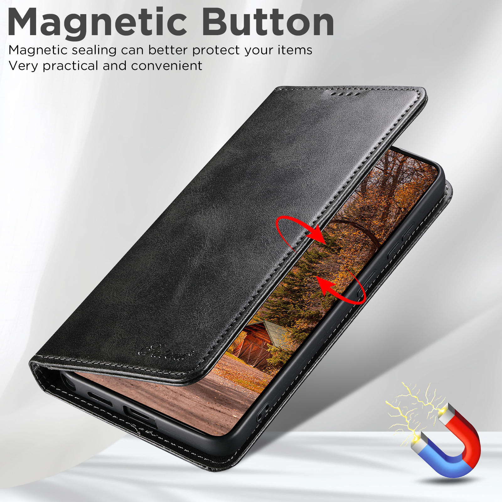 SUTENI J01 Faux Leather Card Holder Stand Wallet Magnet Flip Cover Phone Case For Samsung Galaxy S26 Ultra S25 Plus S24 S23 S22 Note20
