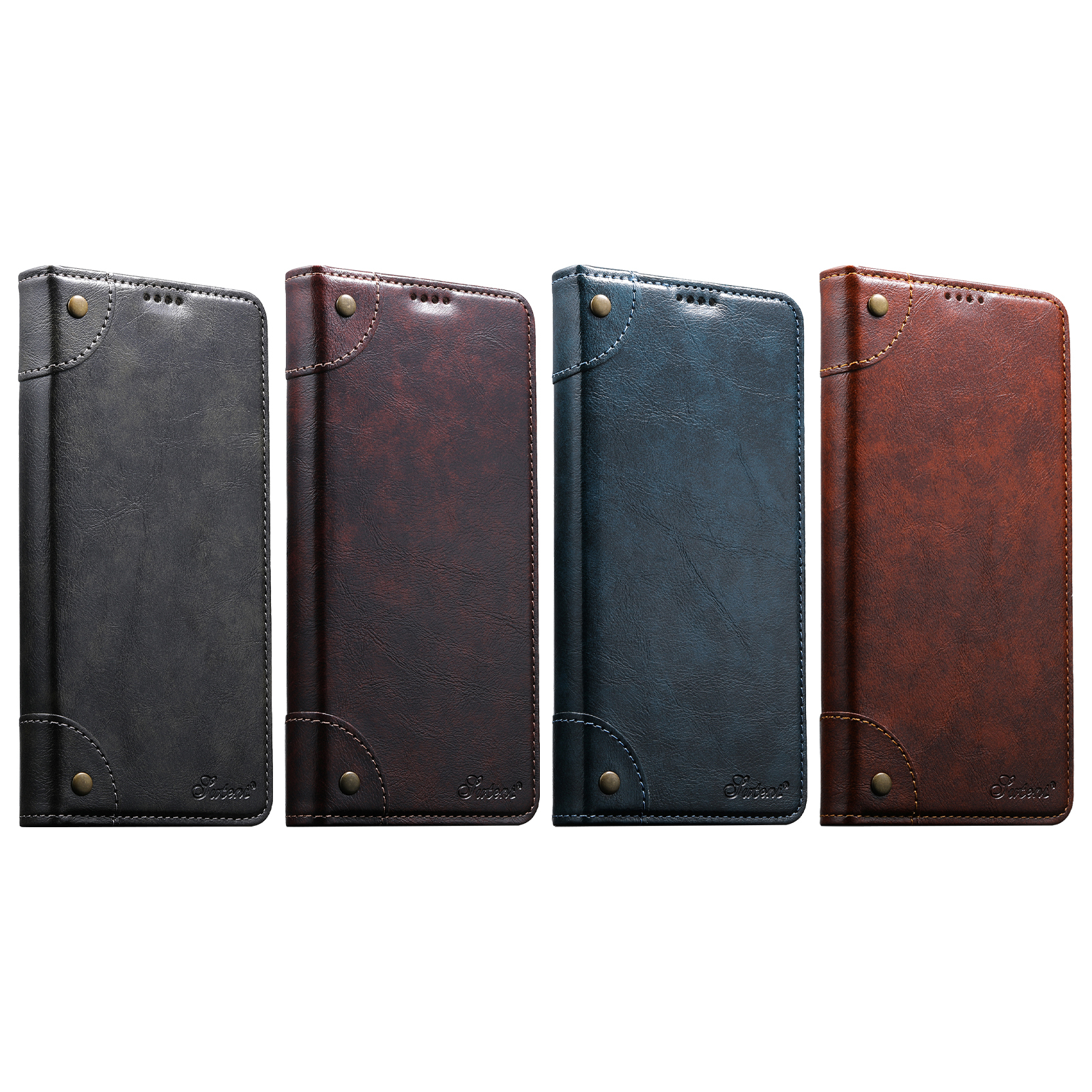 SUTENI BLK Phone Case PU Leather Card Holder Stand Wallet Magnet Flip Cover For Samsung S24Ultra S23Plus S22 Note20