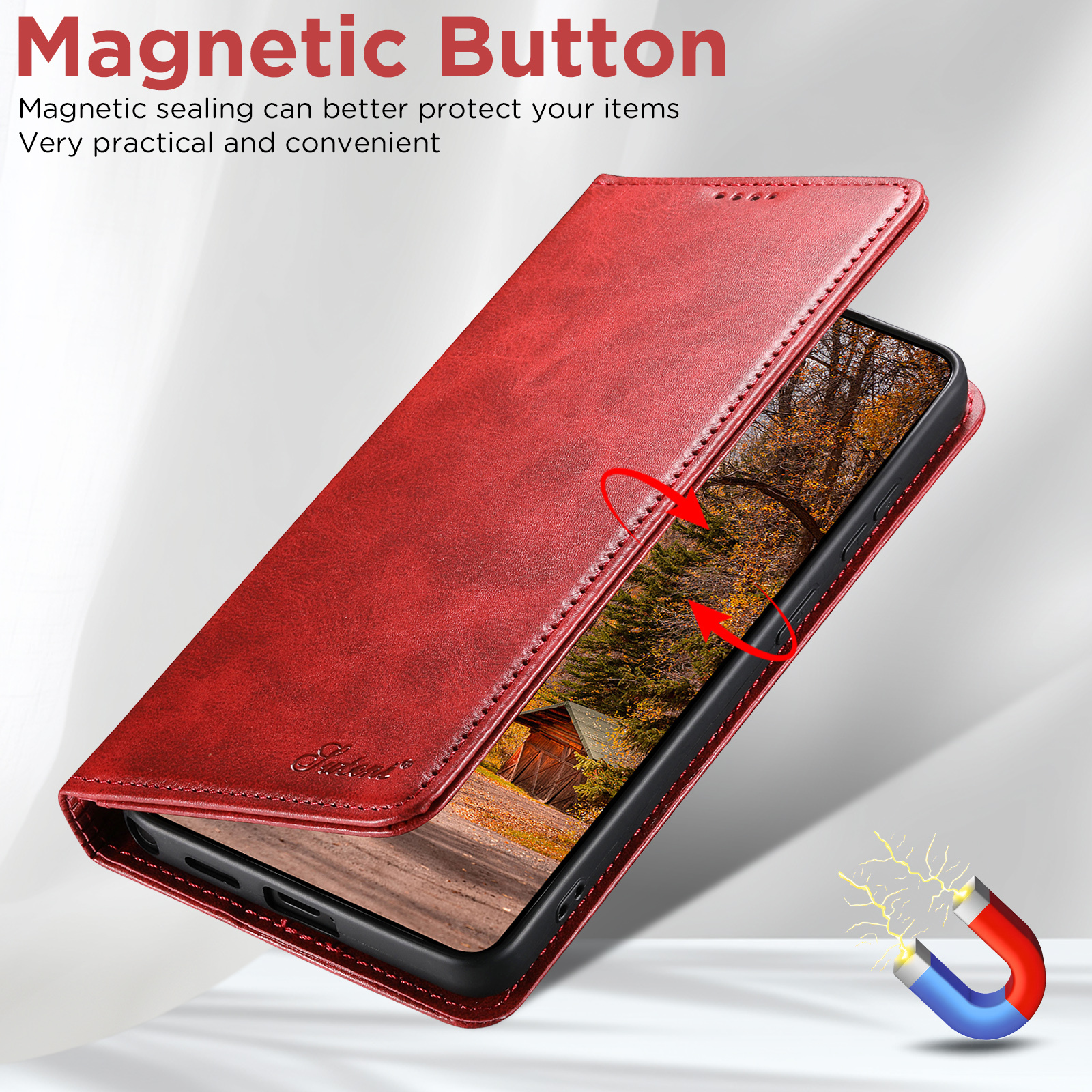 SUTENI J01 Faux Leather Card Holder Stand Wallet Magnet Flip Cover Phone Case For Samsung Galaxy S26 Ultra S25 Plus S24 S23 S22 Note20