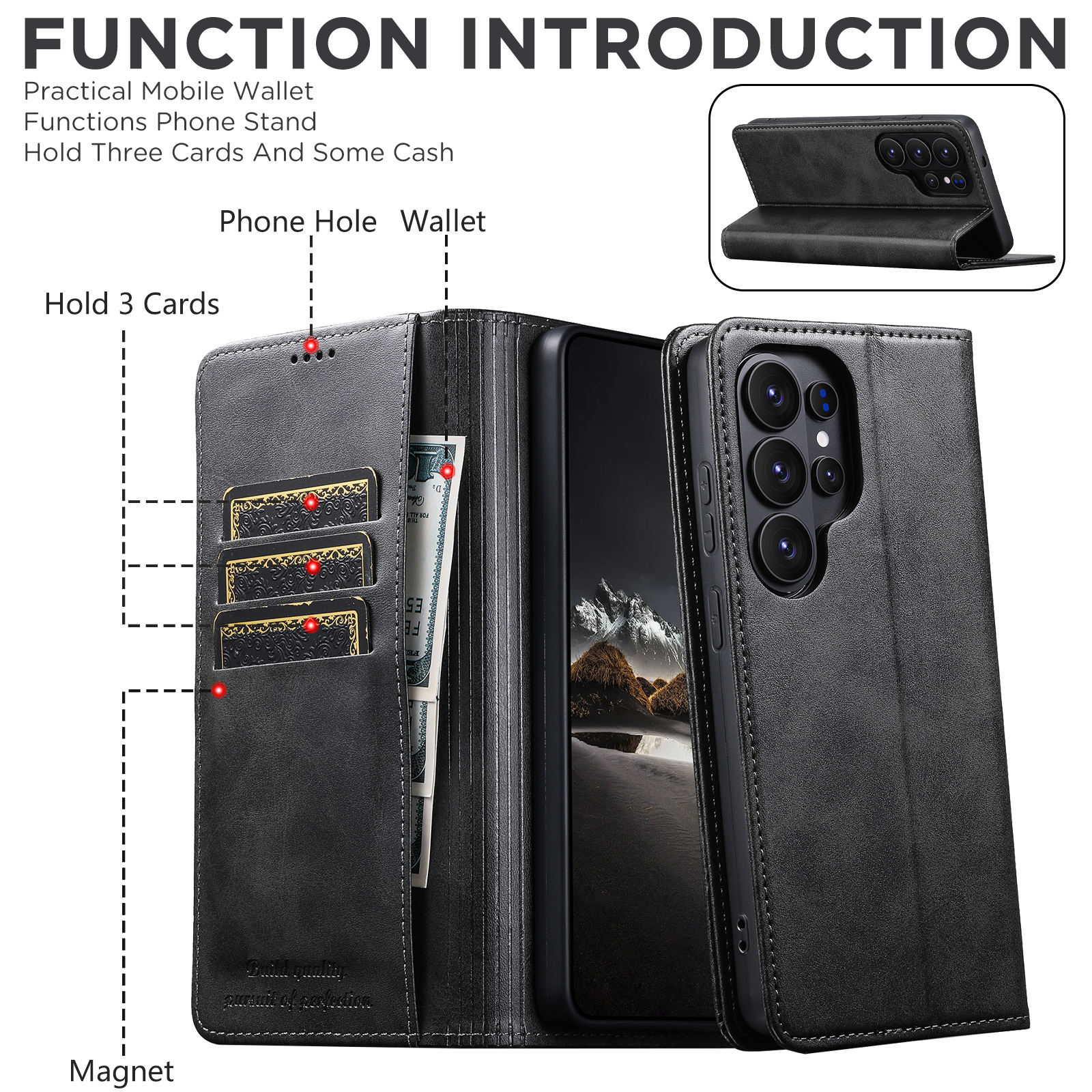 SUTENI J01 Faux Leather Card Holder Stand Wallet Magnet Flip Cover Phone Case For Samsung Galaxy S26 Ultra S25 Plus S24 S23 S22 Note20