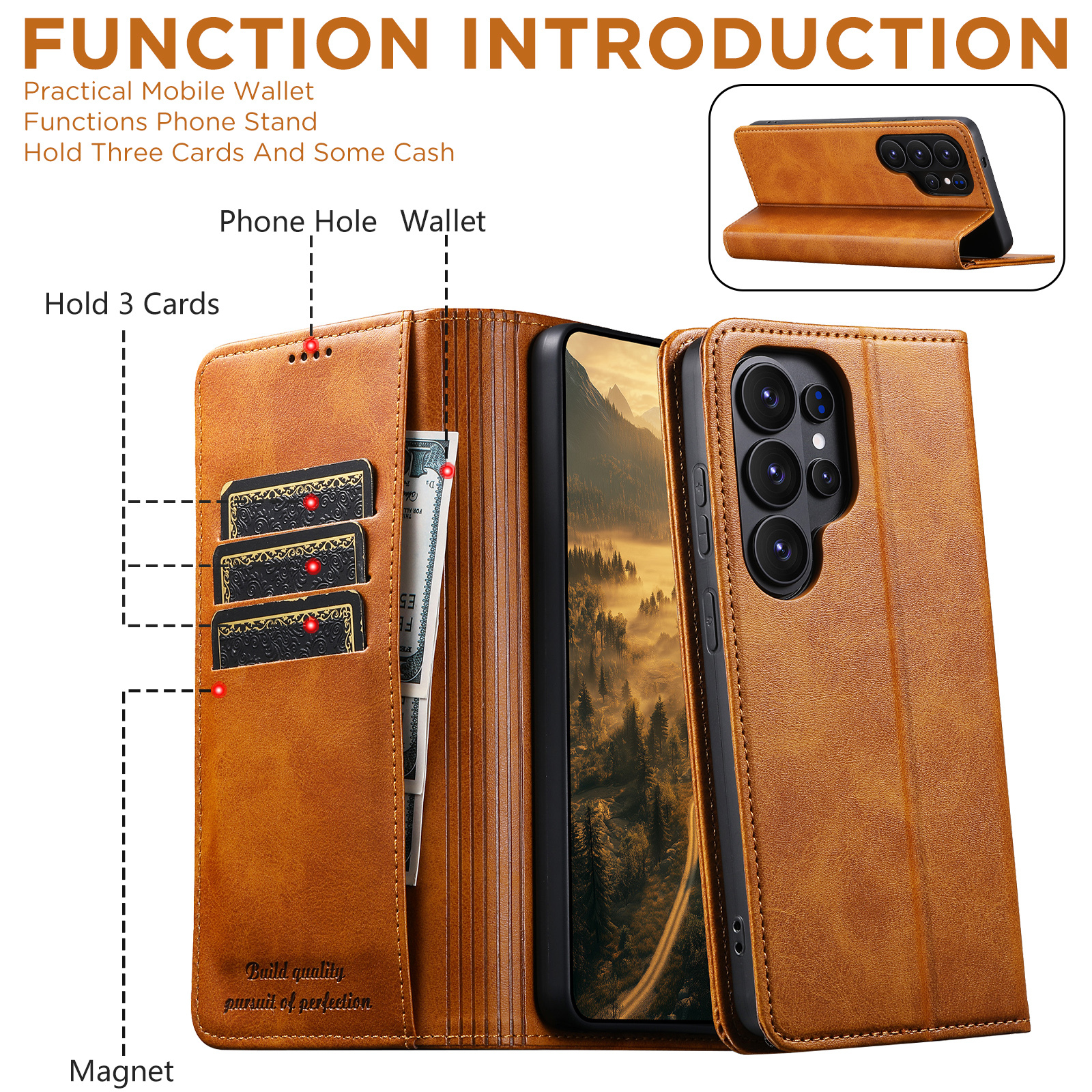 SUTENI J01 Faux Leather Card Holder Stand Wallet Magnet Flip Cover Phone Case For Samsung Galaxy S26 Ultra S25 Plus S24 S23 S22 Note20
