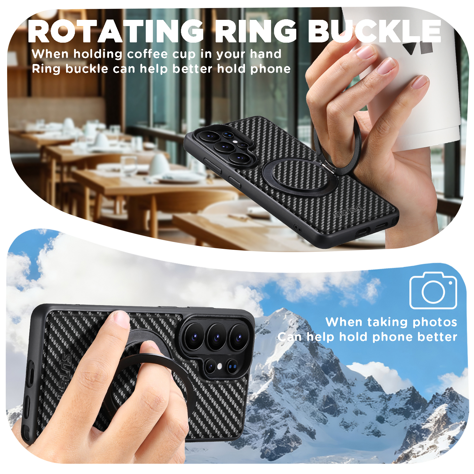 Suteni G3TXW Mobile Phone Case Magnet Wireless Charging 360° Rotating Stand Faux Leather Ring Buckle For Samsung Galaxy S26 Ultra S25 S24 S23 S22