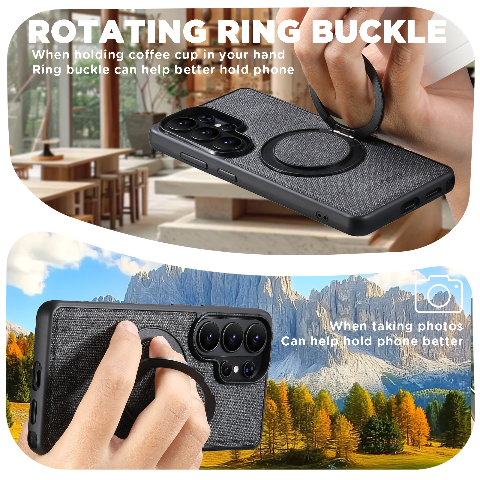 SUTENI G3NZ Magnet Wireless Charging Phone Case Faux Leather 360° Rotating Stand Ring Buckle Frosted Feel For Samsung Galaxy S26Ultra S25 S24 S23 S22