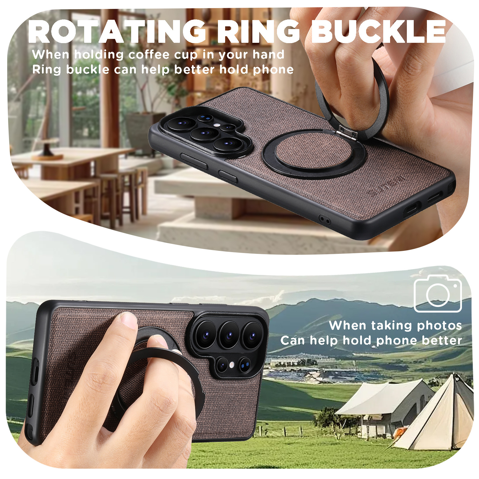 SUTENI G3NZ Magnet Wireless Charging Phone Case Faux Leather 360° Rotating Stand Ring Buckle Frosted Feel For Samsung Galaxy S26Ultra S25 S24 S23 S22
