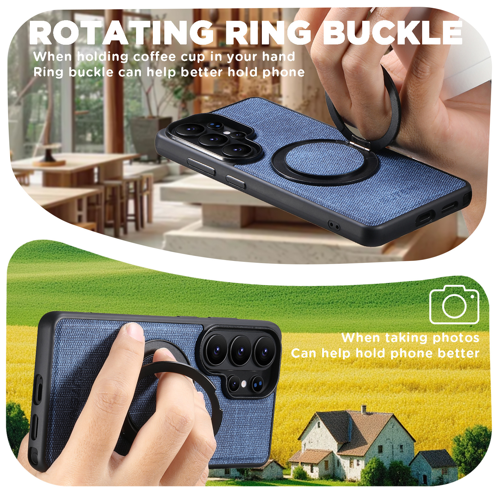 SUTENI G3NZ Magnet Wireless Charging Phone Case Faux Leather 360° Rotating Stand Ring Buckle Frosted Feel For Samsung Galaxy S26Ultra S25 S24 S23 S22