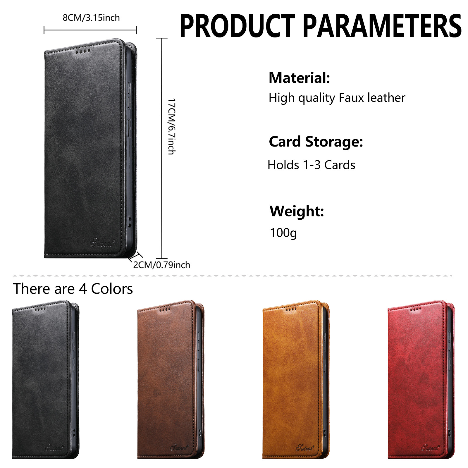 SUTENI J01 Faux Leather Card Holder Stand Wallet Magnet Flip Cover Phone Case For Samsung Galaxy S26 Ultra S25 Plus S24 S23 S22 Note20