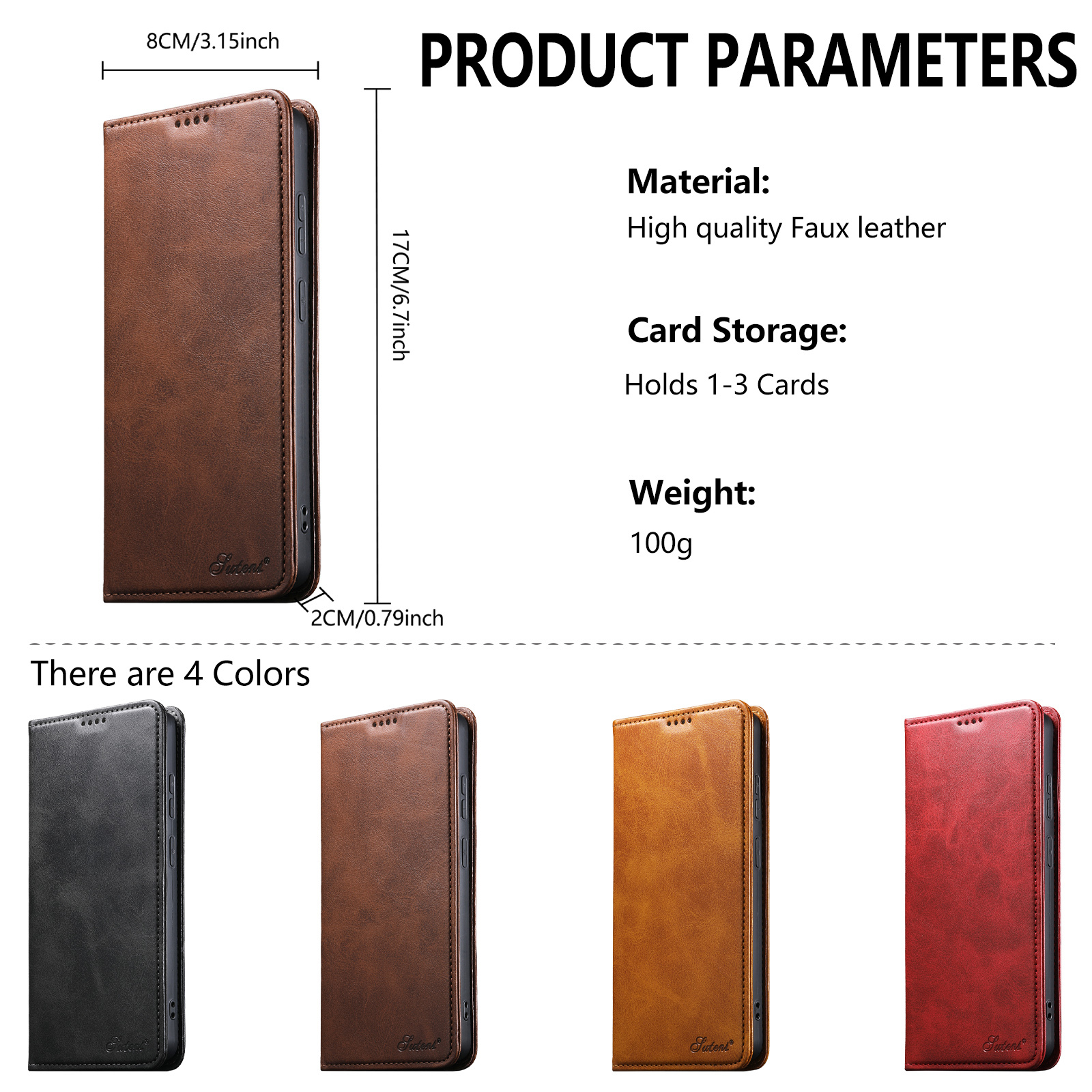 SUTENI J01 Faux Leather Card Holder Stand Wallet Magnet Flip Cover Phone Case For Samsung Galaxy S26 Ultra S25 Plus S24 S23 S22 Note20