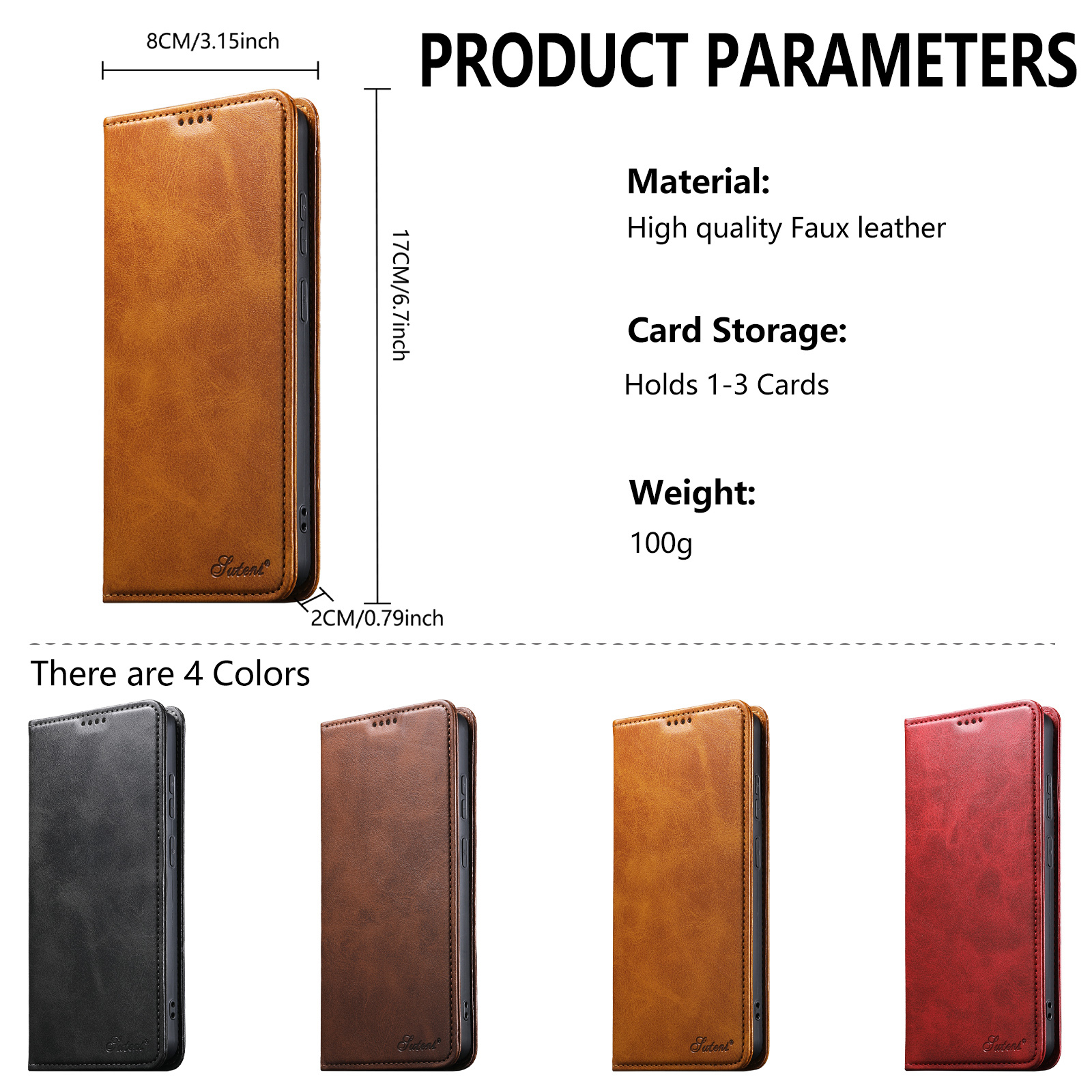 SUTENI J01 Faux Leather Card Holder Stand Wallet Magnet Flip Cover Phone Case For Samsung Galaxy S26 Ultra S25 Plus S24 S23 S22 Note20