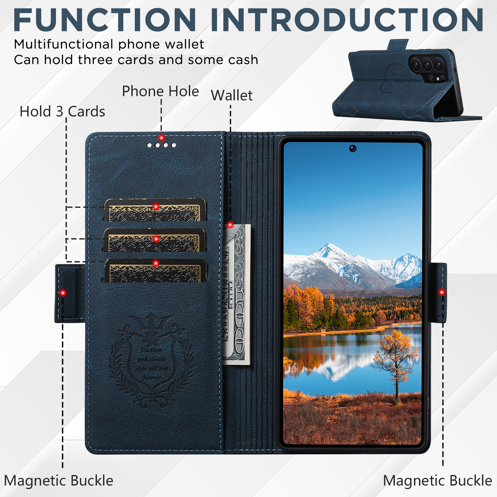 SUTENI J07 Wireless Charging Faux Leather Card Holder Stand Wallet Magnetic Button Flip Cover Phone Case For Samsung Galaxy S26 Ultra S25 S24 S23 S22