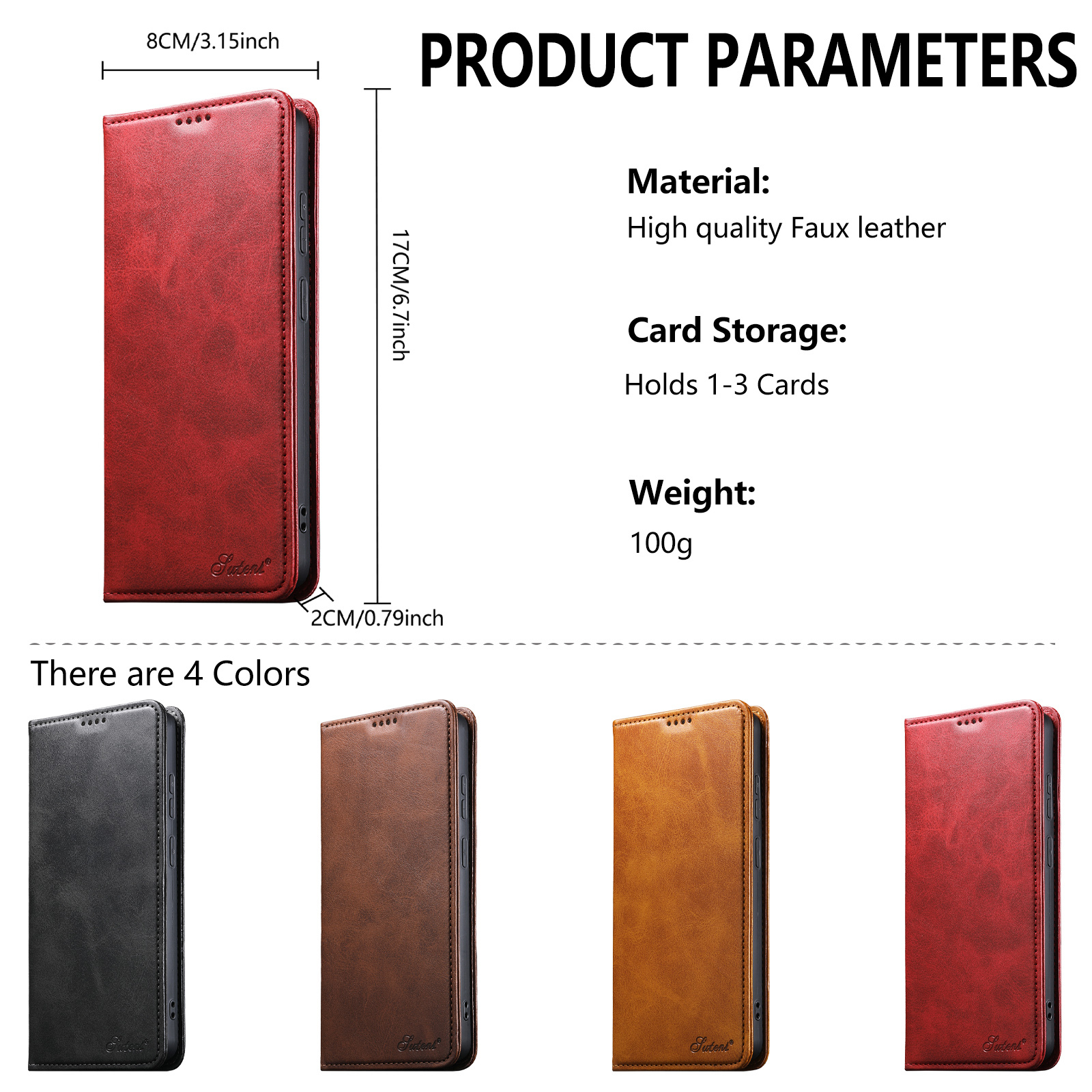 SUTENI J01 Faux Leather Card Holder Stand Wallet Magnet Flip Cover Phone Case For Samsung Galaxy S26 Ultra S25 Plus S24 S23 S22 Note20