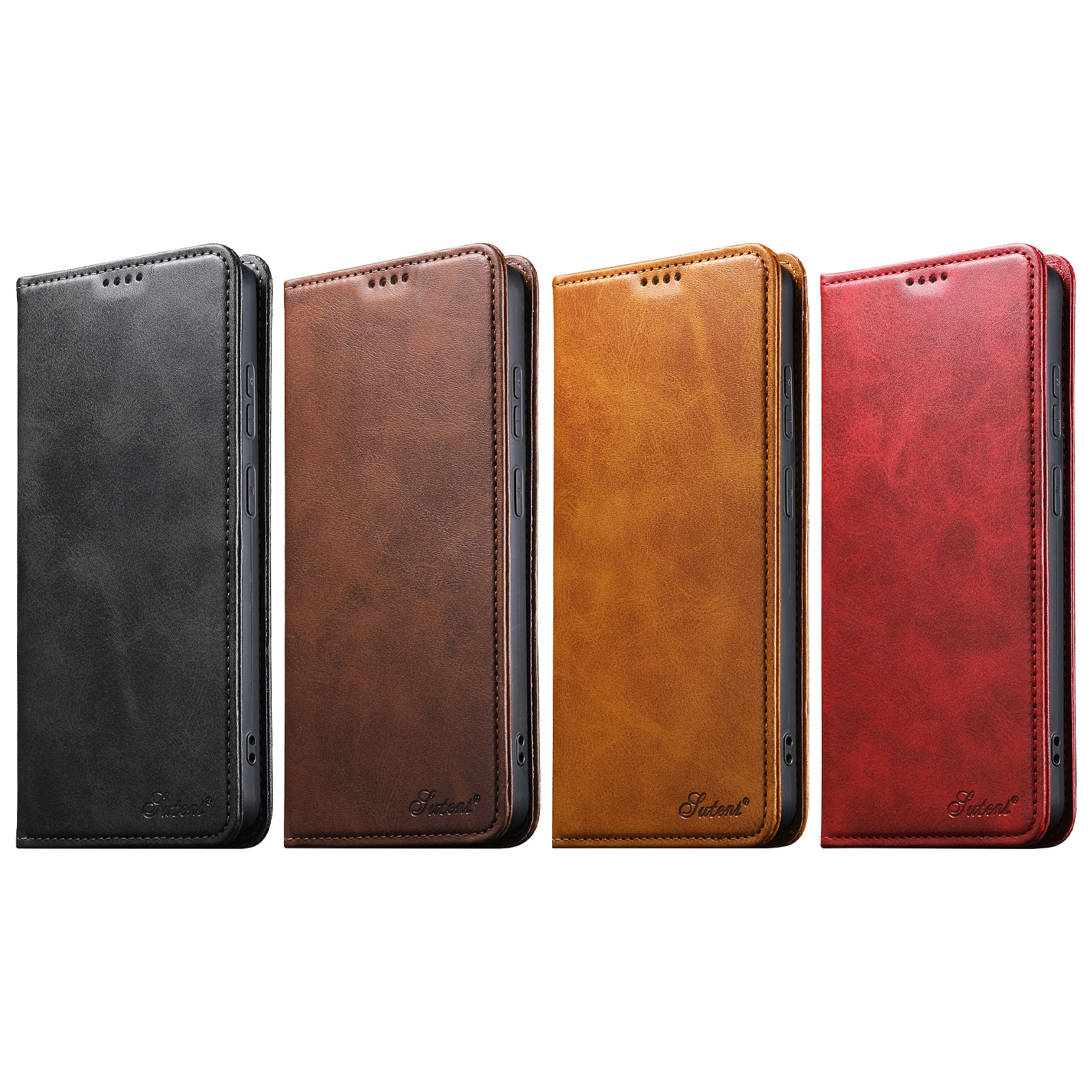 SUTENI J01 PU Leather Card Holder Stand Wallet Magnet Flip Cover Phone Case For Samsung S24Plus S23Ultra S22 Note20