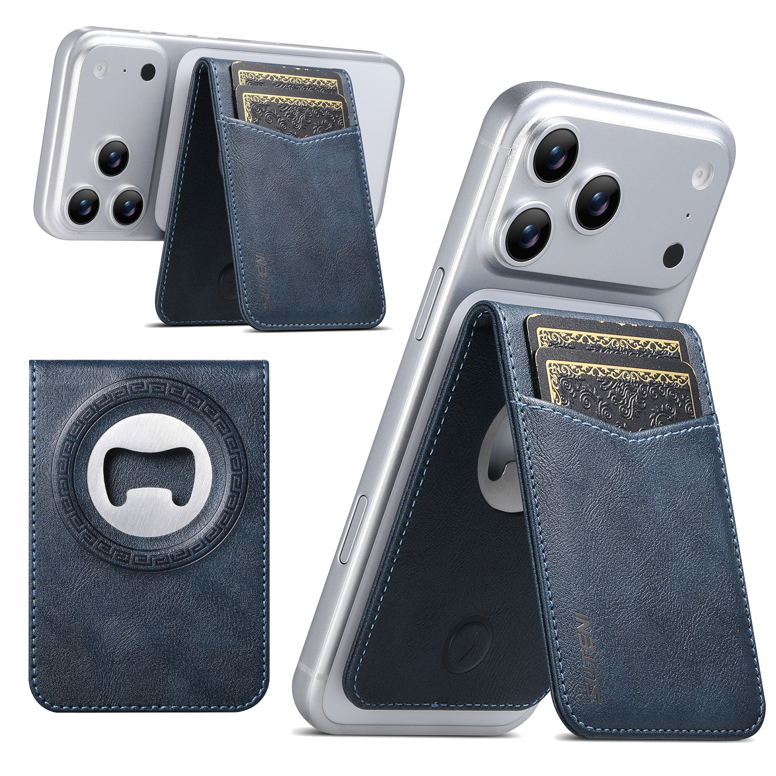 SUTENI S5 Mobile Phone Stand Magnet Flip Pocket Card Holder Storage Luxury Faux Leather Bottle Opener Bag Wallet