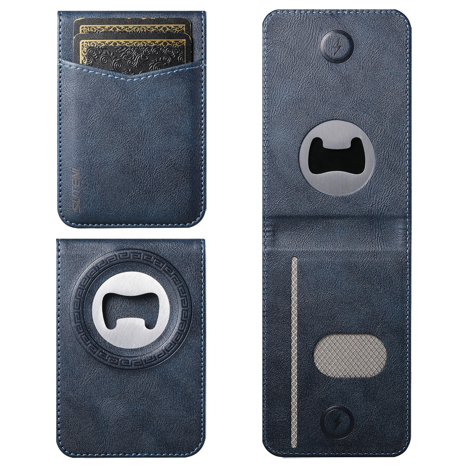 SUTENI S5 Mobile Phone Stand Magnet Flip Pocket Card Holder Storage Luxury Faux Leather Bottle Opener Bag Wallet