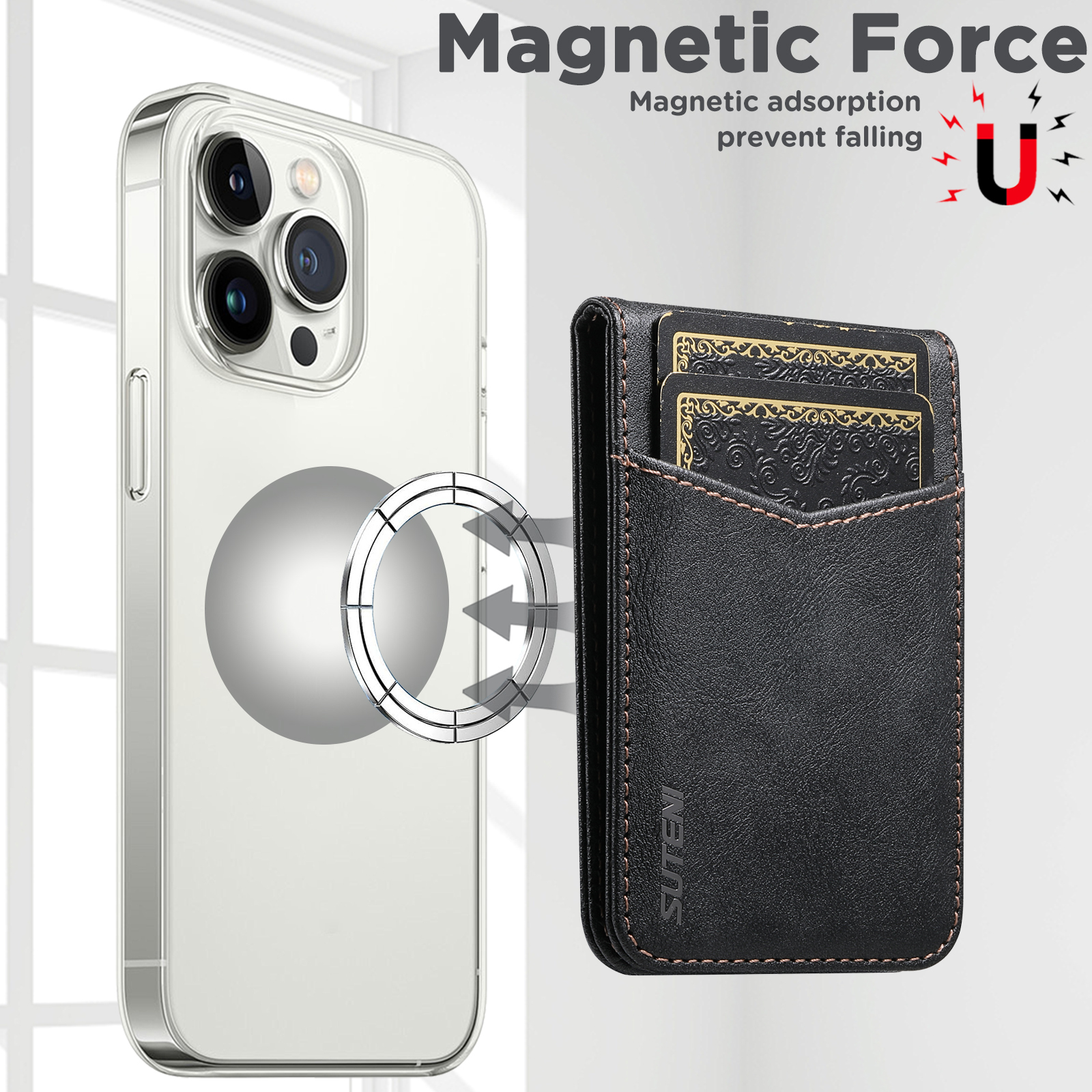 SUTENI S5 Mobile Phone Stand Magnet Flip Pocket Card Holder Storage Luxury Faux Leather Bottle Opener Bag Wallet