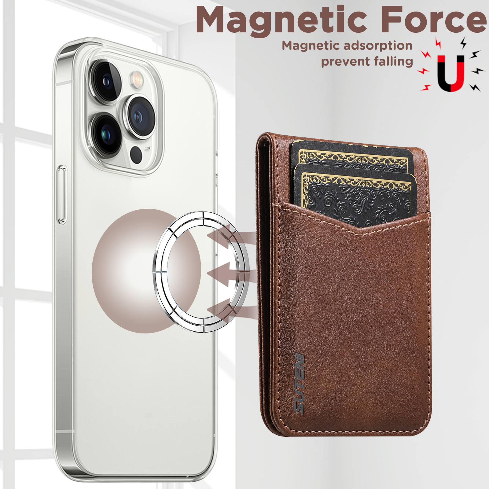SUTENI S5 Mobile Phone Stand Magnet Flip Pocket Card Holder Storage Luxury Faux Leather Bottle Opener Bag Wallet