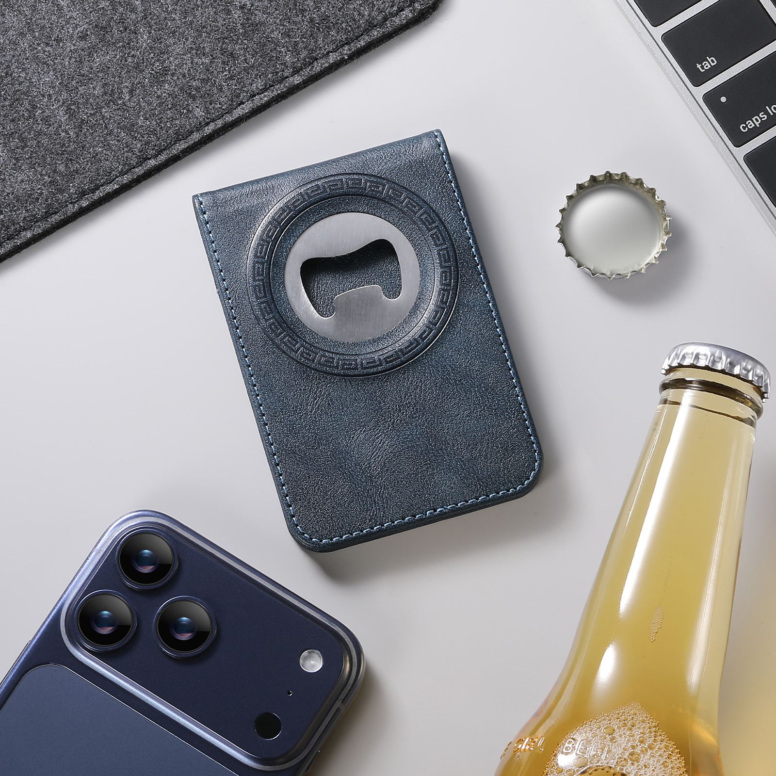 SUTENI S5 Mobile Phone Stand Magnet Flip Pocket Card Holder Storage Luxury Faux Leather Bottle Opener Bag Wallet