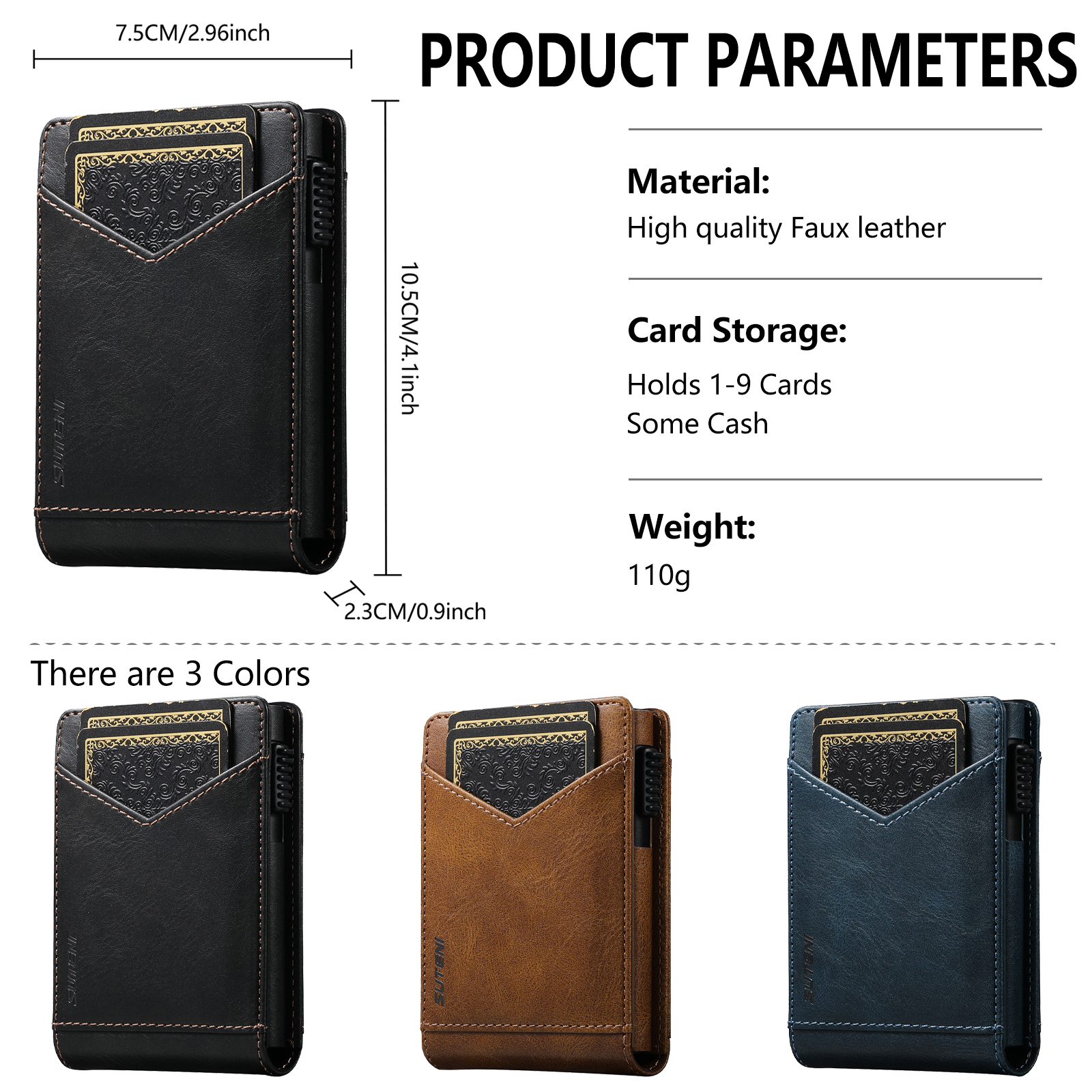 SUTENI KH8YL Card Slot Wallet Flip Cover Faux Leather Card Box Pressing The Button Automatically Ejects The Card