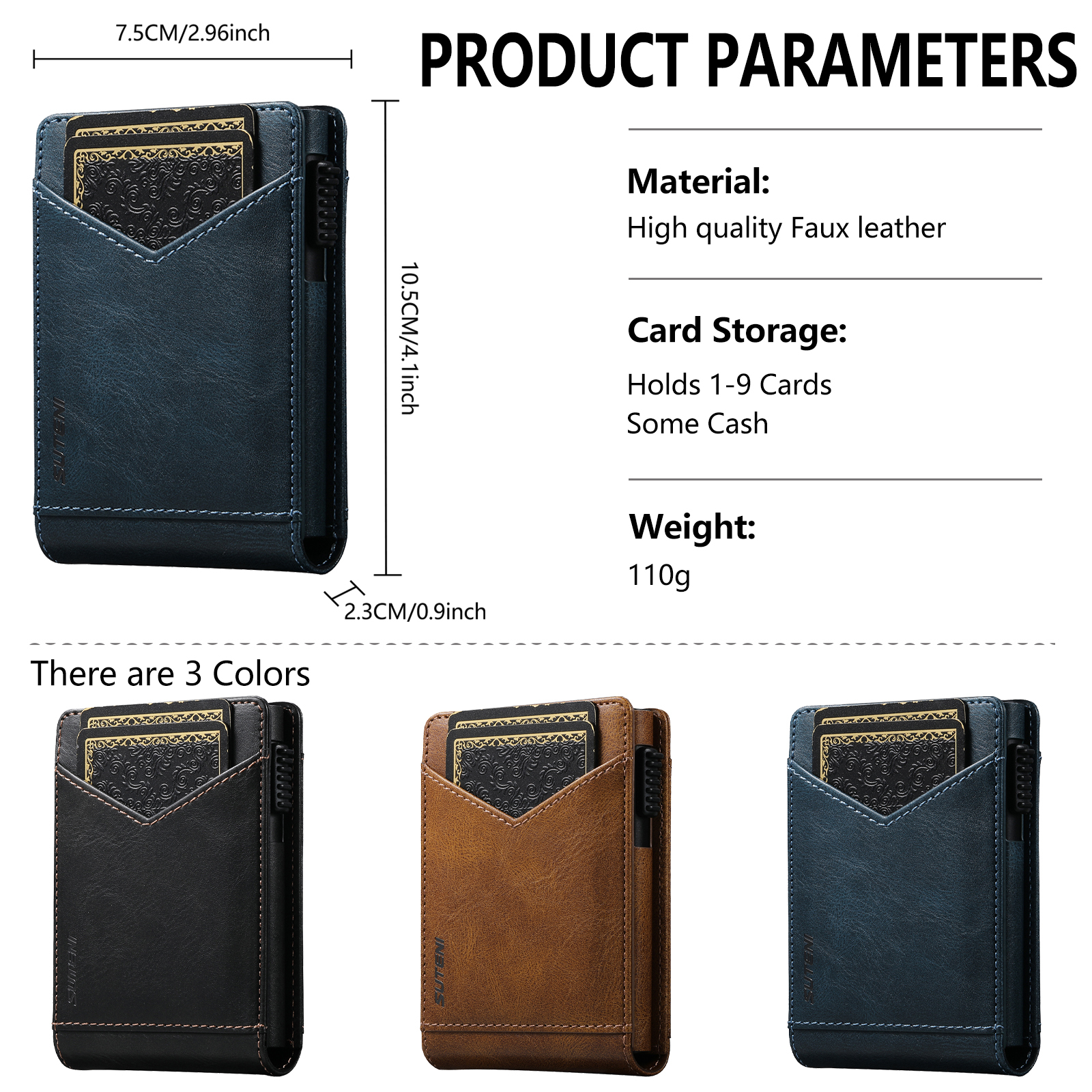 SUTENI KH8YL Card Slot Wallet Flip Cover Faux Leather Card Box Pressing The Button Automatically Ejects The Card