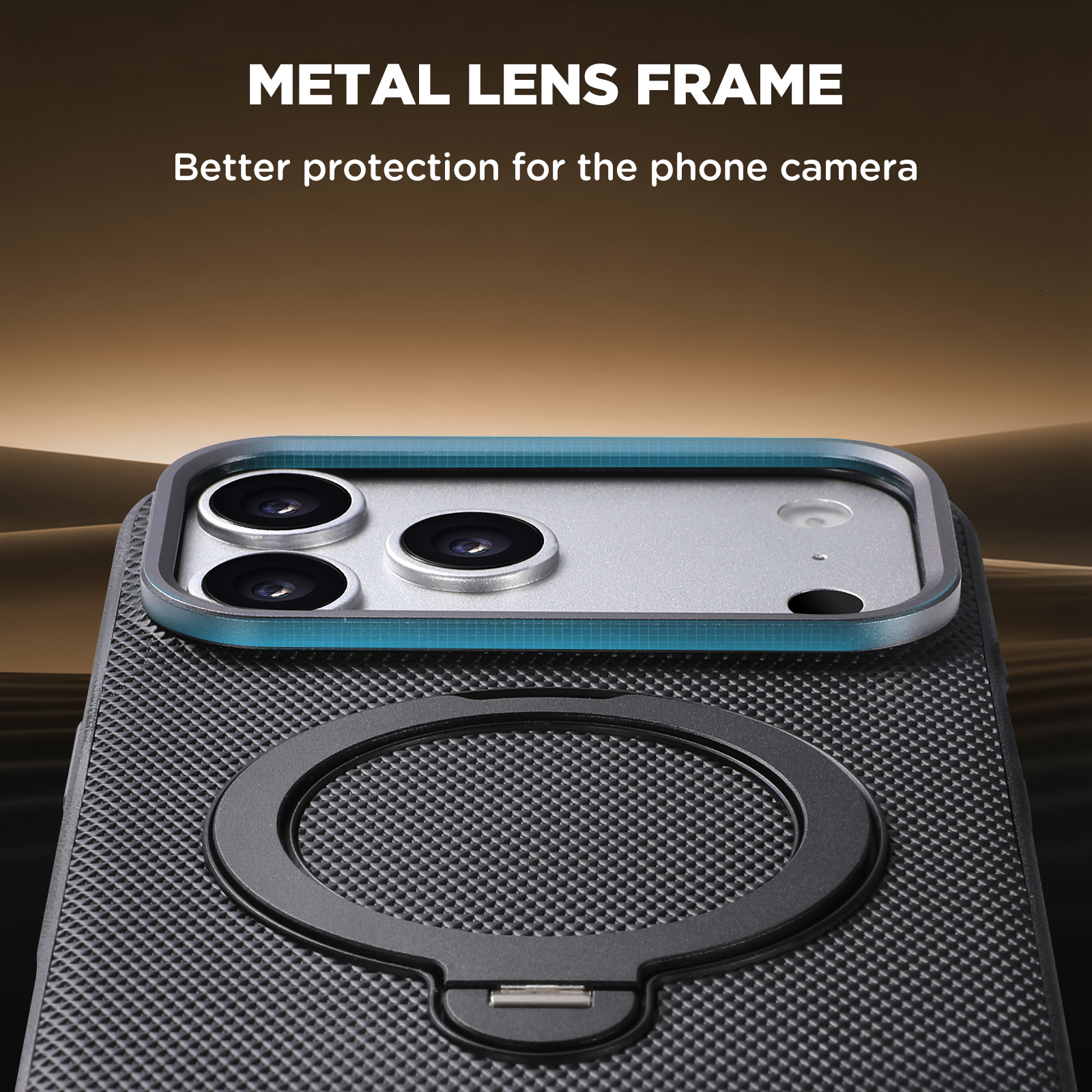 SUTENI G7SJ Faux Leather Magnet Wireless Charging Phone Case 360° Rotating Stand Ring Buckle Frosted Feel Metal Lens Frame For iPhone 17 Pro Max 16 15 14 13