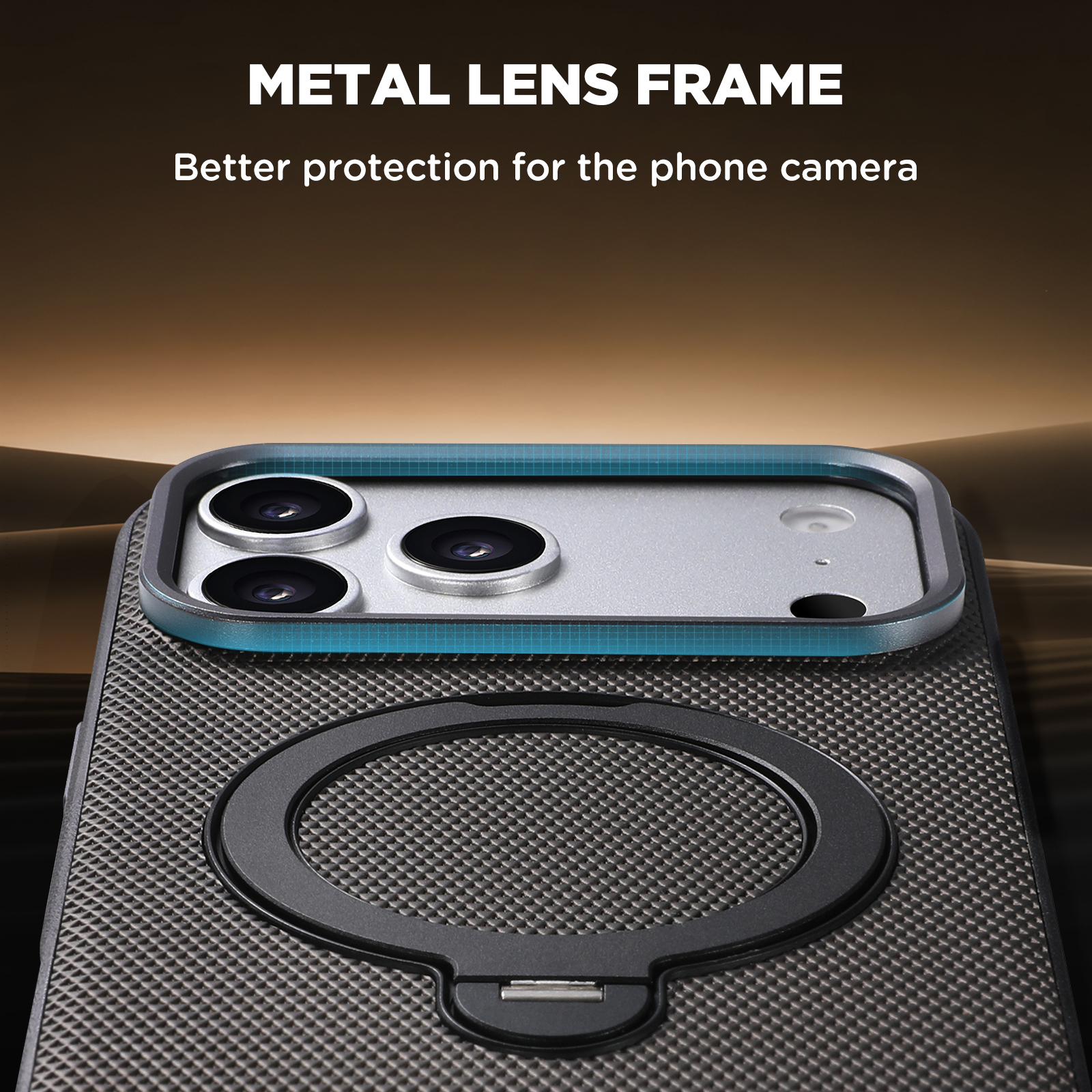 SUTENI G7SJ Faux Leather Magnet Wireless Charging Phone Case 360° Rotating Stand Ring Buckle Frosted Feel Metal Lens Frame For iPhone 17 Pro Max 16 15 14 13