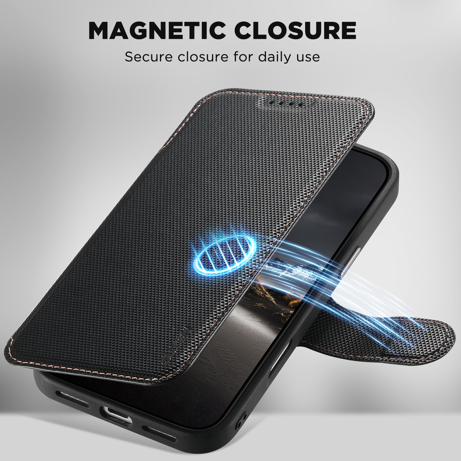 SUTENI Q09 Faux Leather Wireless Charging Card Holder Stand Wallet Magnetic Flip Cover Phone Case For iPhone 17 Pro Max 16 15 14 13