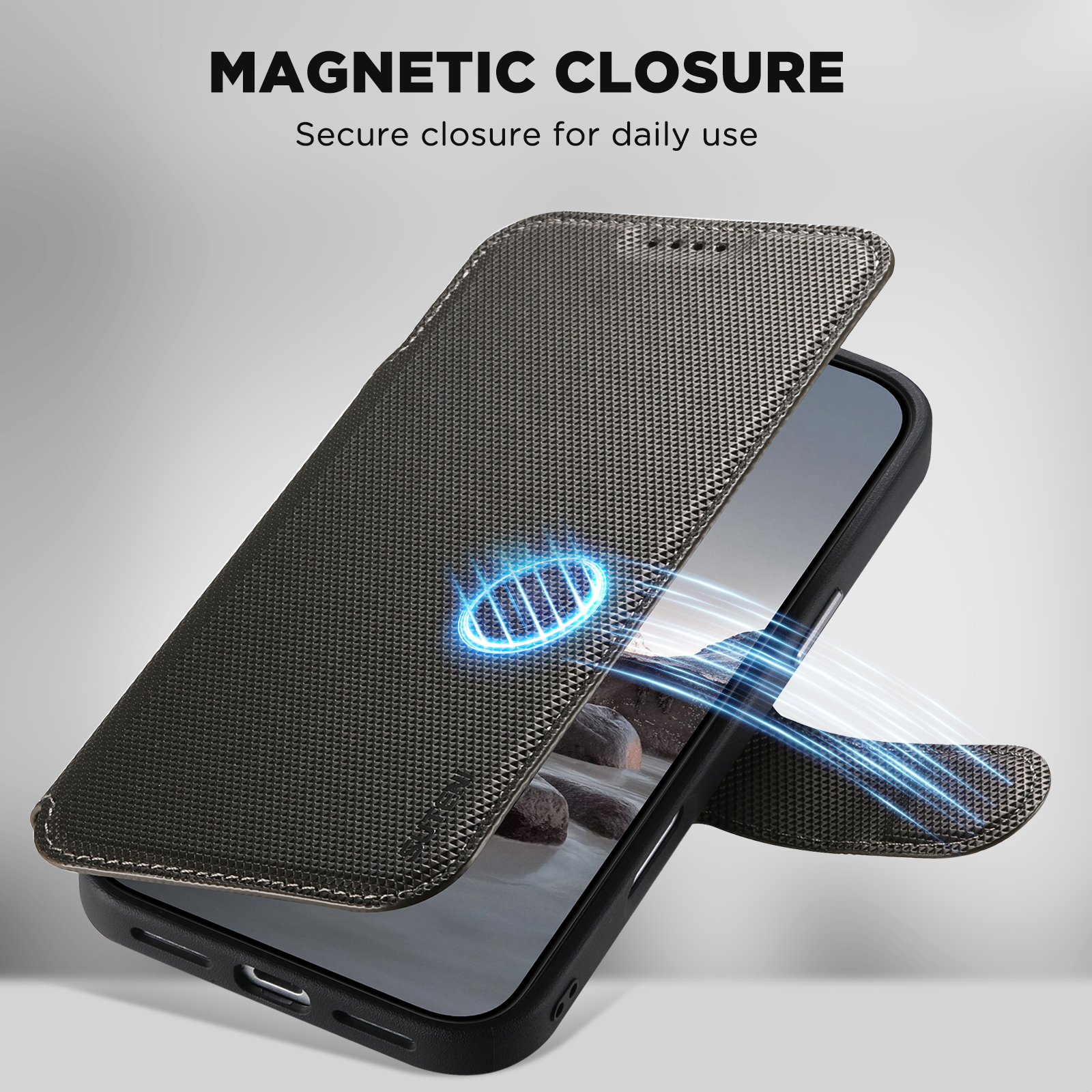 SUTENI Q09 Faux Leather Wireless Charging Card Holder Stand Wallet Magnetic Flip Cover Phone Case For iPhone 17 Pro Max 16 15 14 13