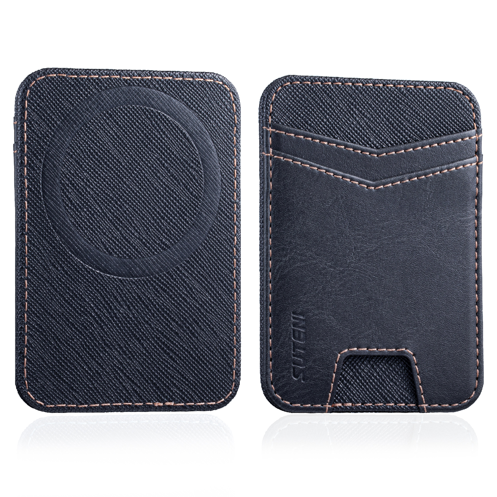 SUTENI S7YL Mobile Phone Magnet Pocket Lightweight Card Holder Storage Push Card Hole RFID Anti-skimming Luxury Faux Leather Bag Wallet
