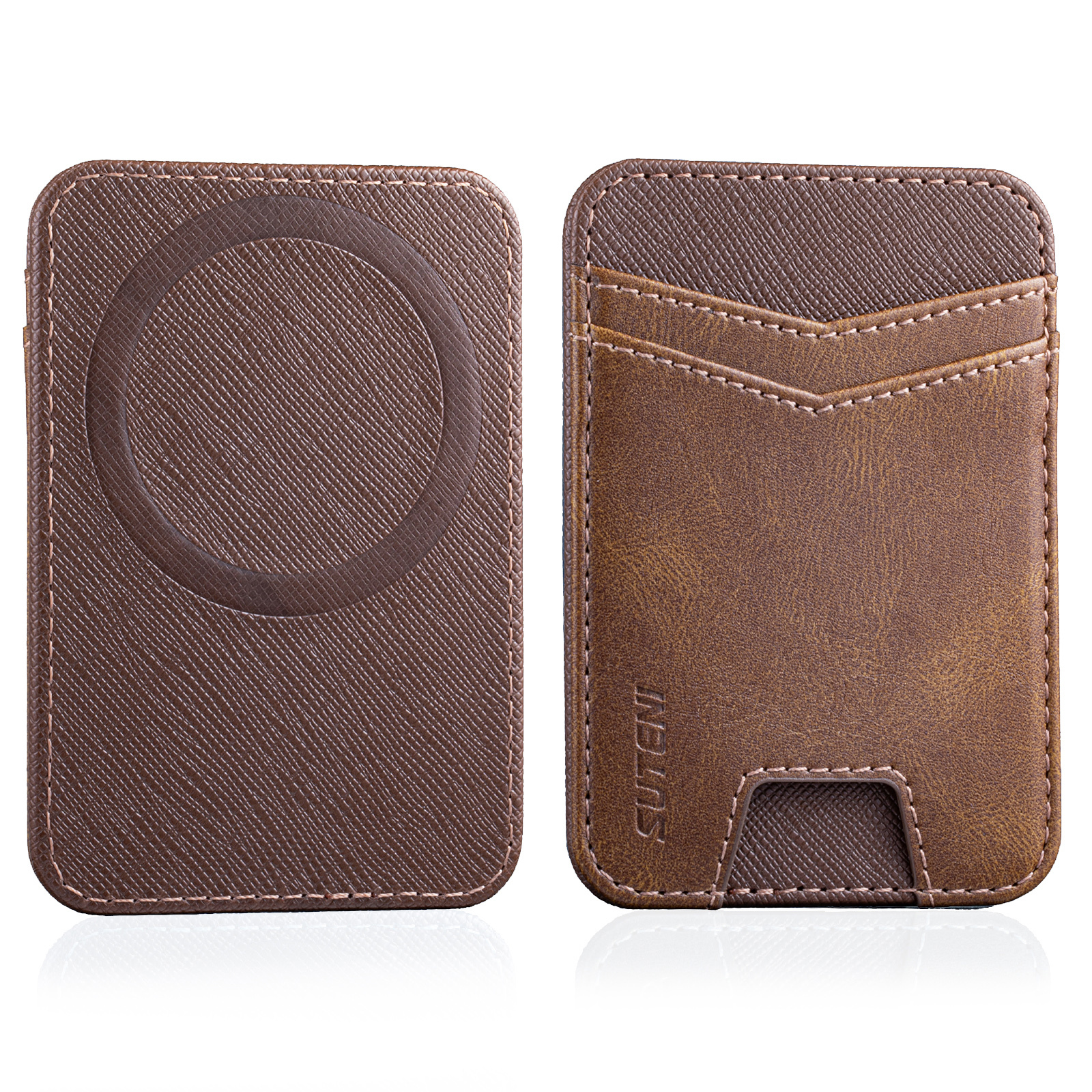 SUTENI S7YL Mobile Phone Magnet Pocket Lightweight Card Holder Storage Push Card Hole RFID Anti-skimming Luxury Faux Leather Bag Wallet