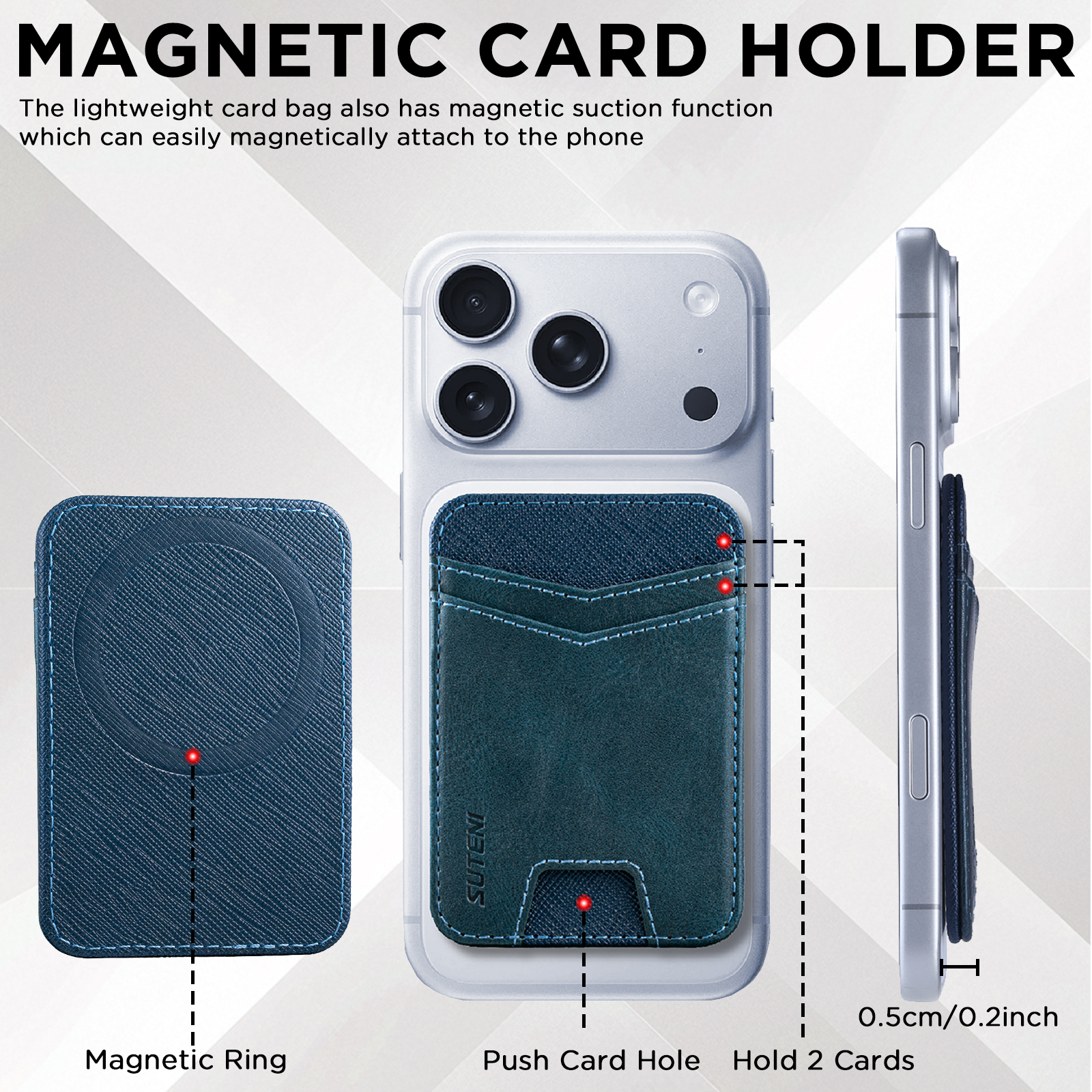 SUTENI S7YL Mobile Phone Magnet Pocket Lightweight Card Holder Storage Push Card Hole RFID Anti-skimming Luxury Faux Leather Bag Wallet