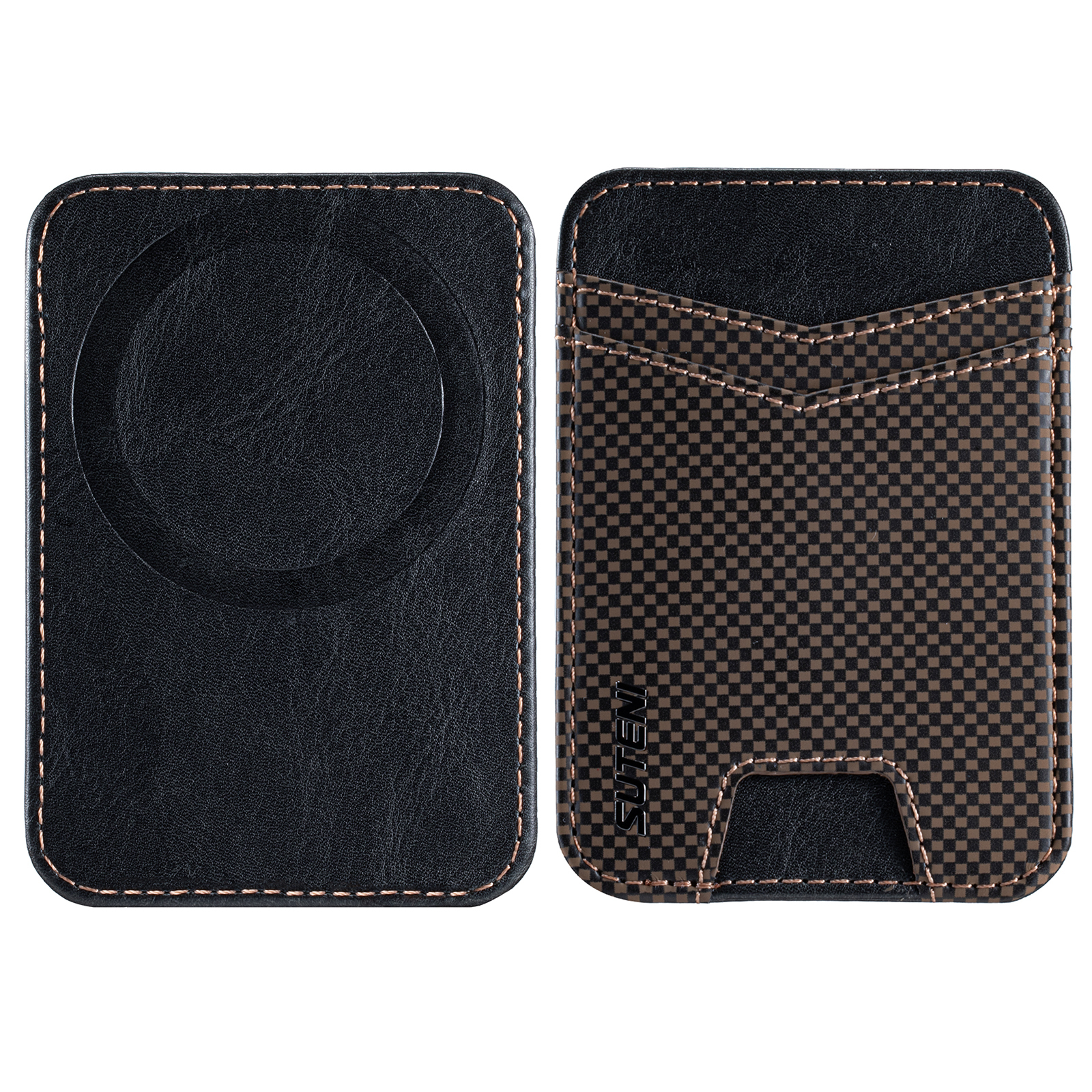 SUTENI S8FG Mobile Phone Magnet Pocket Lightweight Card Holder Storage Push Card Hole RFID Anti-skimming Luxury Faux Leather Bag Wallet