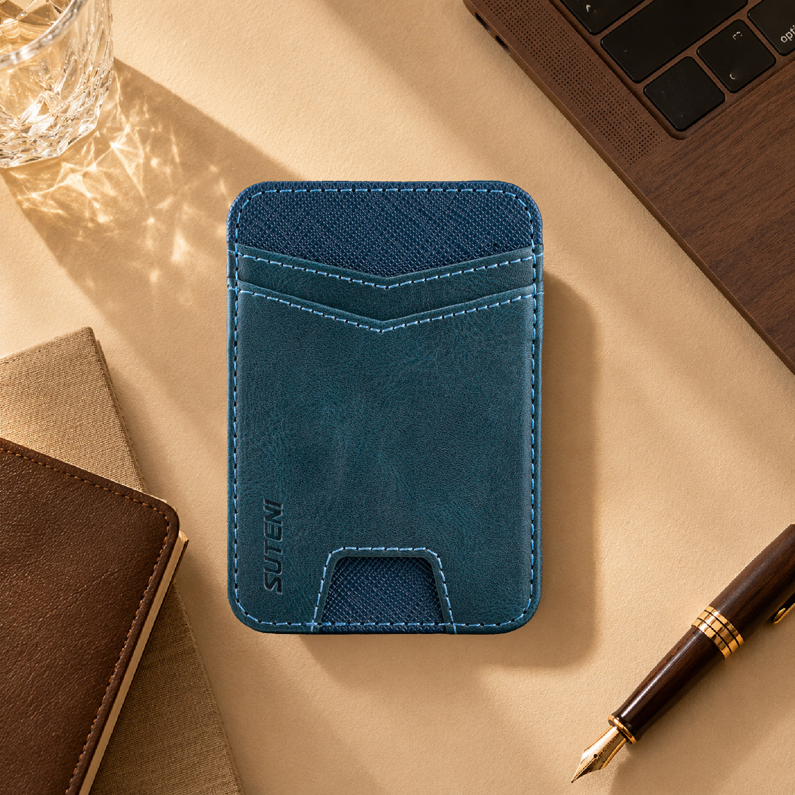 SUTENI S7YL Mobile Phone Magnet Pocket Lightweight Card Holder Storage Push Card Hole RFID Anti-skimming Luxury Faux Leather Bag Wallet