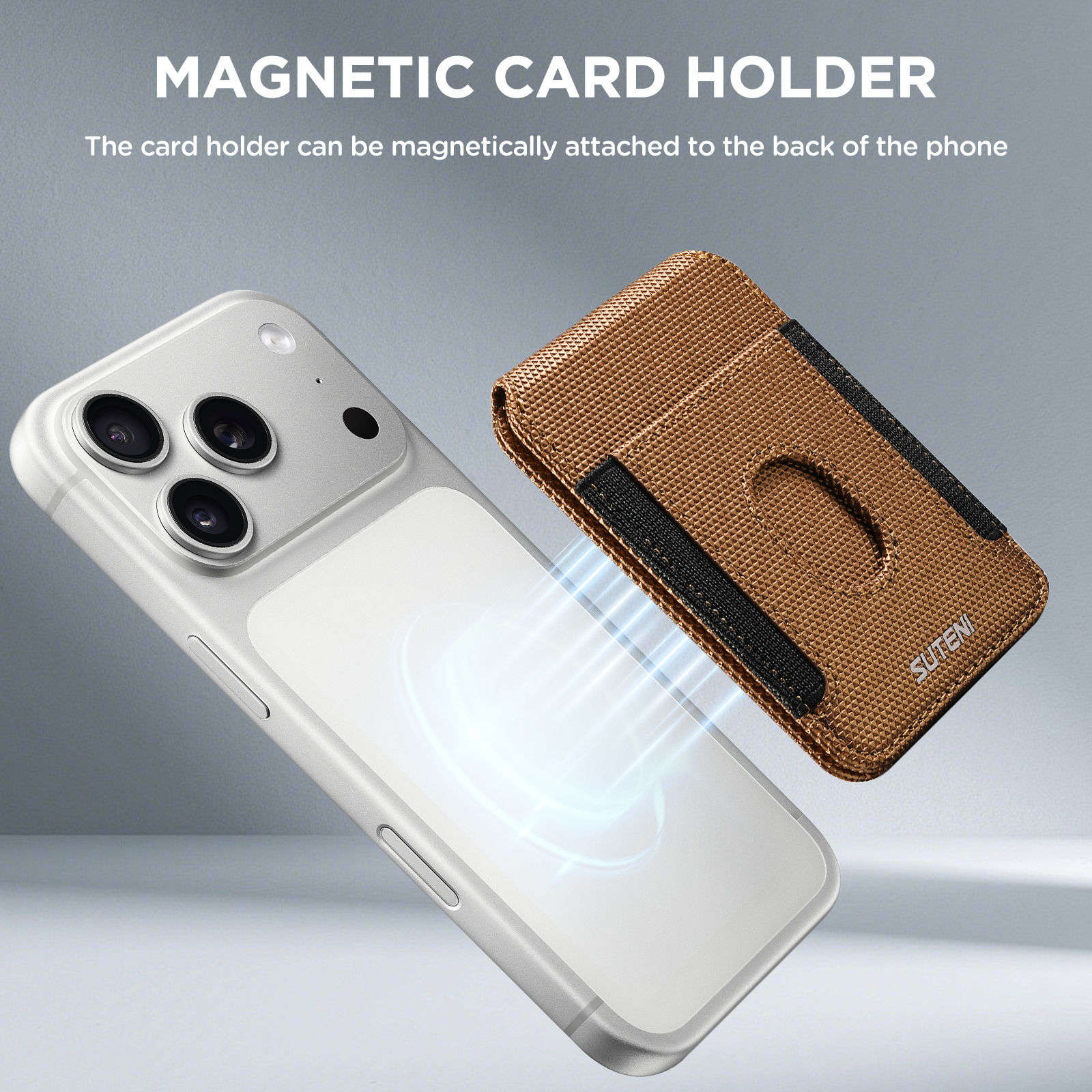 SUTENI S6 Mobile Phone Stand Magnet Flip Pocket Card Holder Storage Multi-angle Support Can Fixed Metal Shaft RFID Luxury Faux Leather Bag Wallet