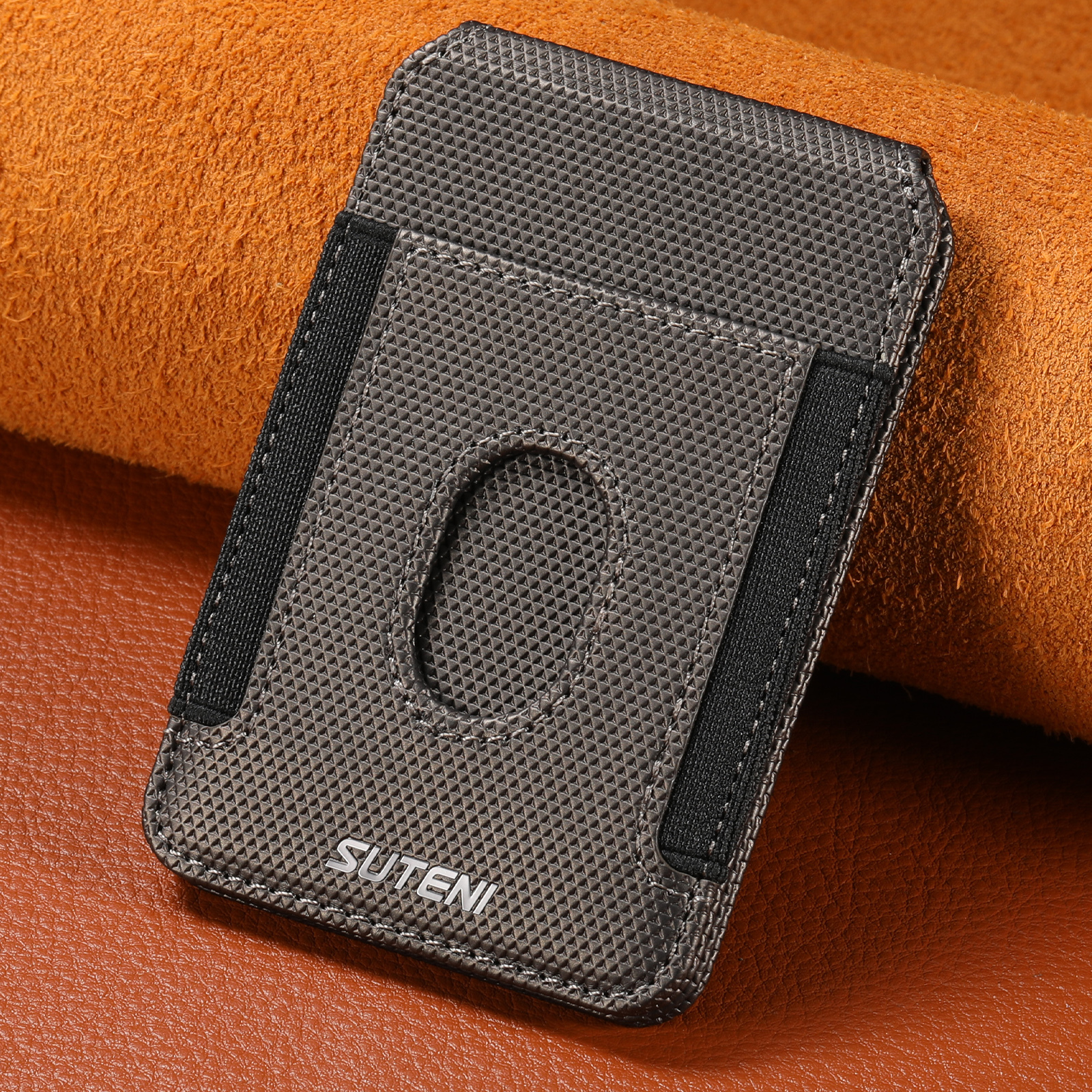 SUTENI S6 Mobile Phone Stand Magnet Flip Pocket Card Holder Storage Multi-angle Support Can Fixed Metal Shaft RFID Luxury Faux Leather Bag Wallet