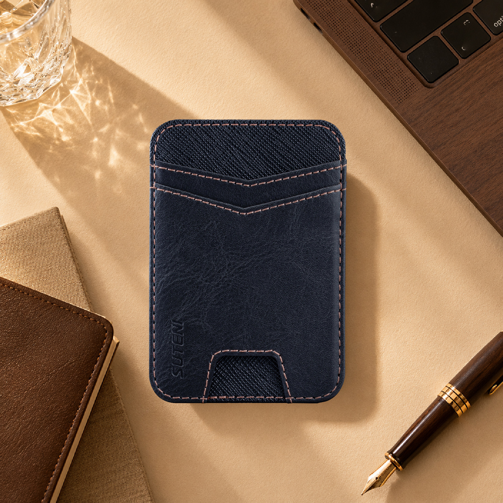 SUTENI S7YL Mobile Phone Magnet Pocket Lightweight Card Holder Storage Push Card Hole RFID Anti-skimming Luxury Faux Leather Bag Wallet