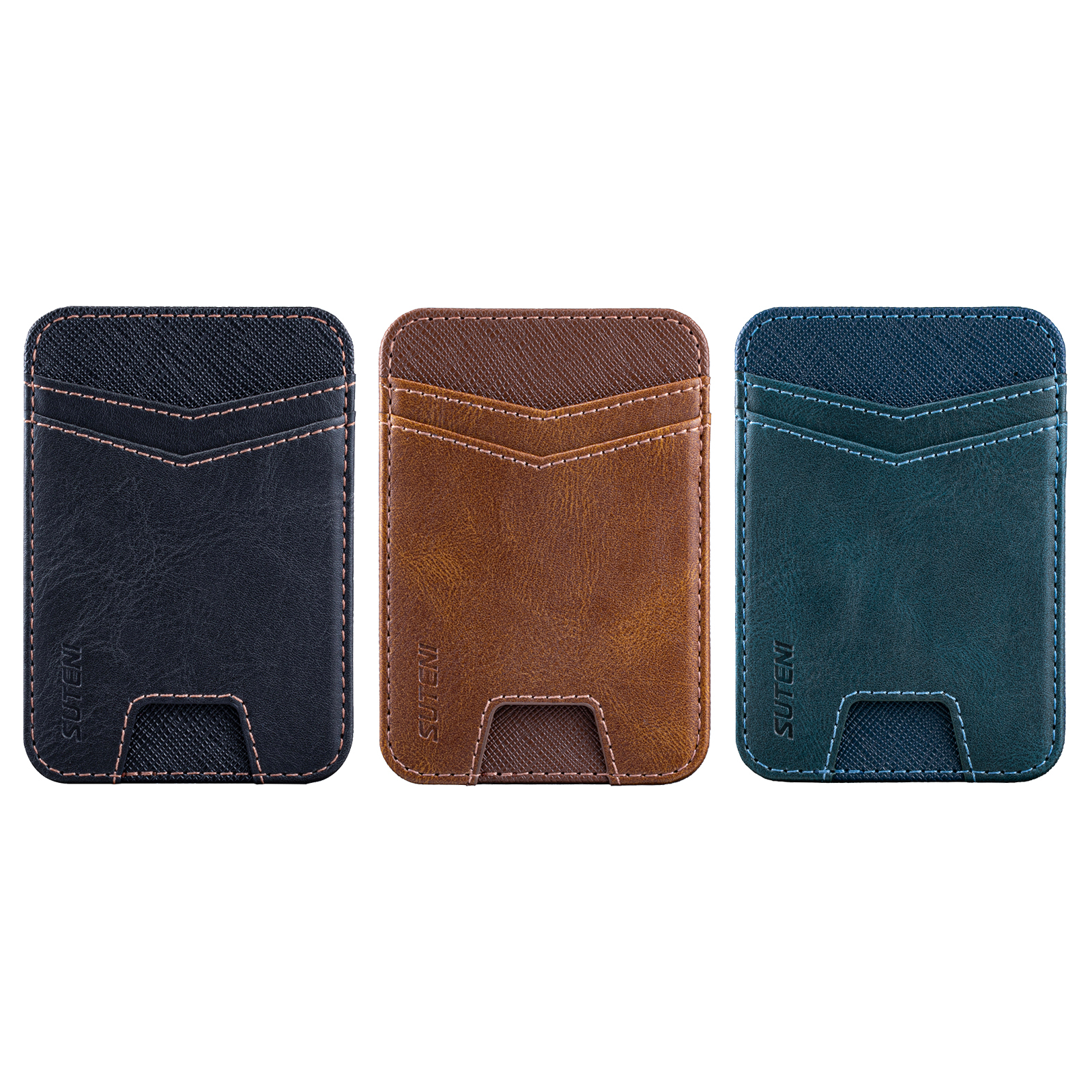 SUTENI S7YL Mobile Phone Magnet Pocket Lightweight Card Holder Storage Push Card Hole RFID Anti-skimming Luxury Faux Leather Bag Wallet