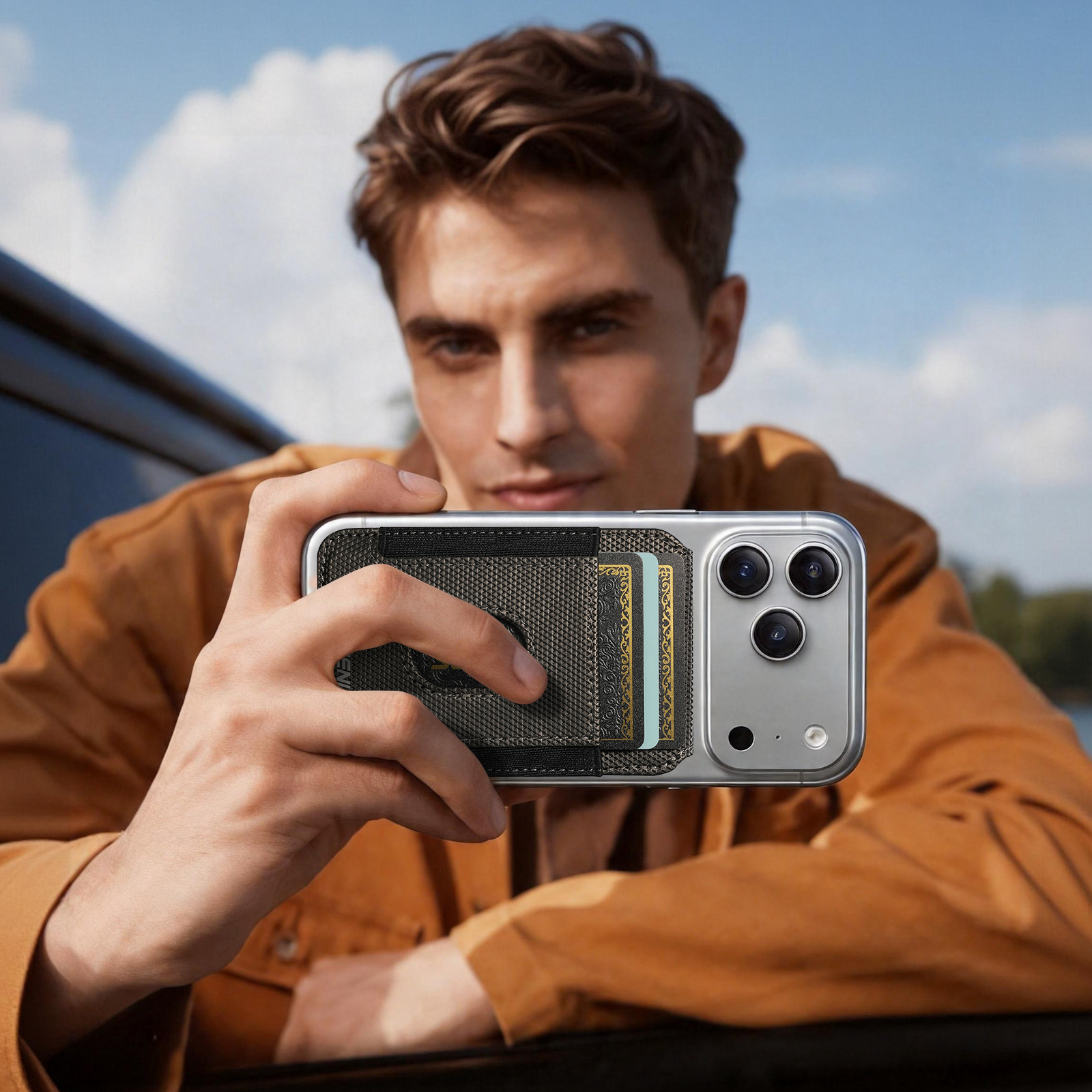 SUTENI S6 Mobile Phone Stand Magnet Flip Pocket Card Holder Storage Multi-angle Support Can Fixed Metal Shaft RFID Luxury Faux Leather Bag Wallet