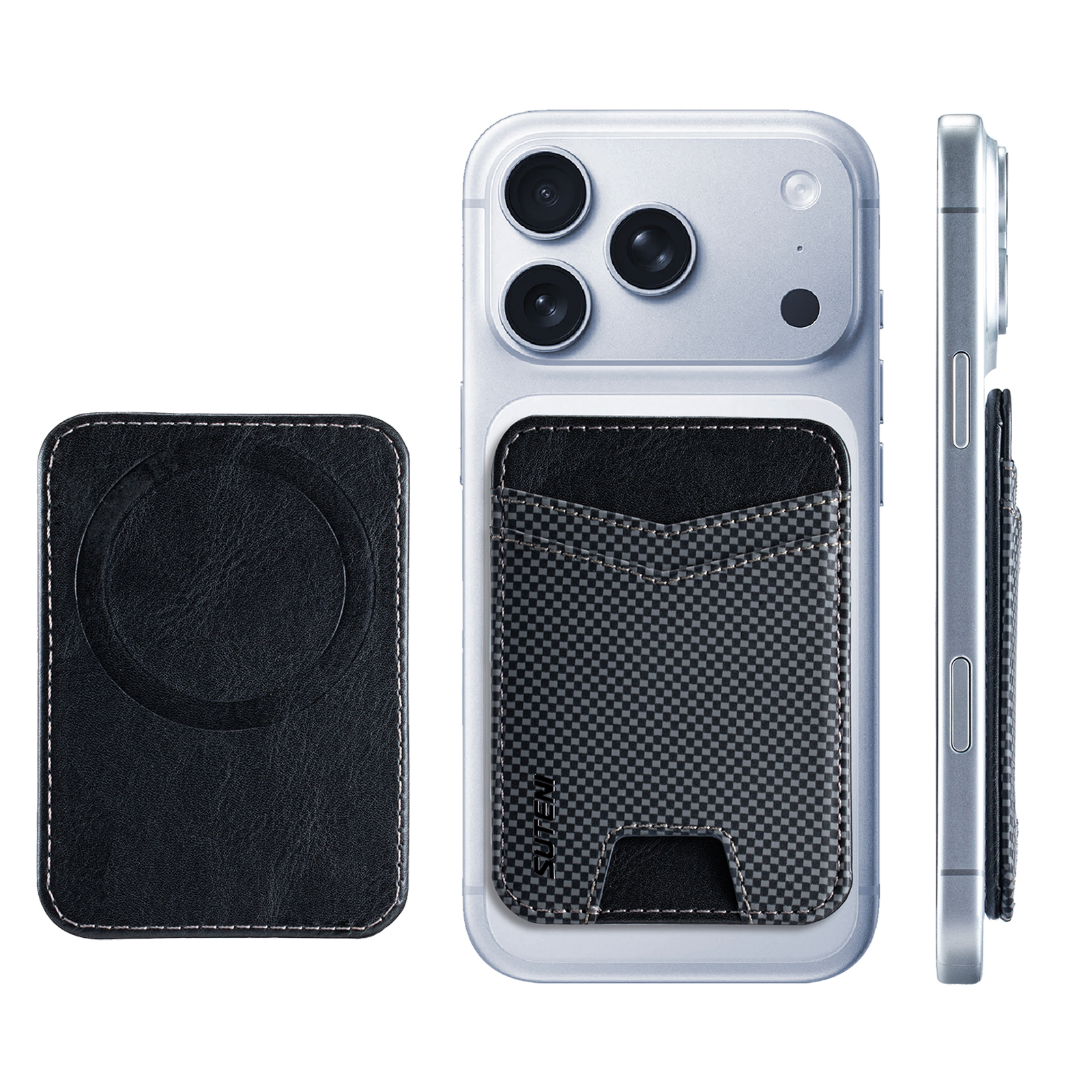 SUTENI S8FG Mobile Phone Magnet Pocket Lightweight Card Holder Storage Push Card Hole RFID Anti-skimming Luxury Faux Leather Bag Wallet