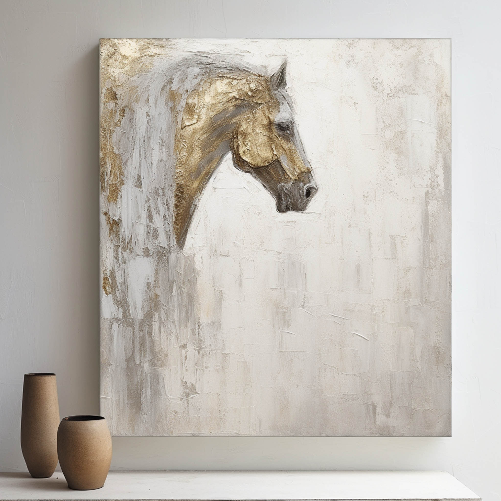 Hand-Painted Horse Oil Painting on Canvas  207AA