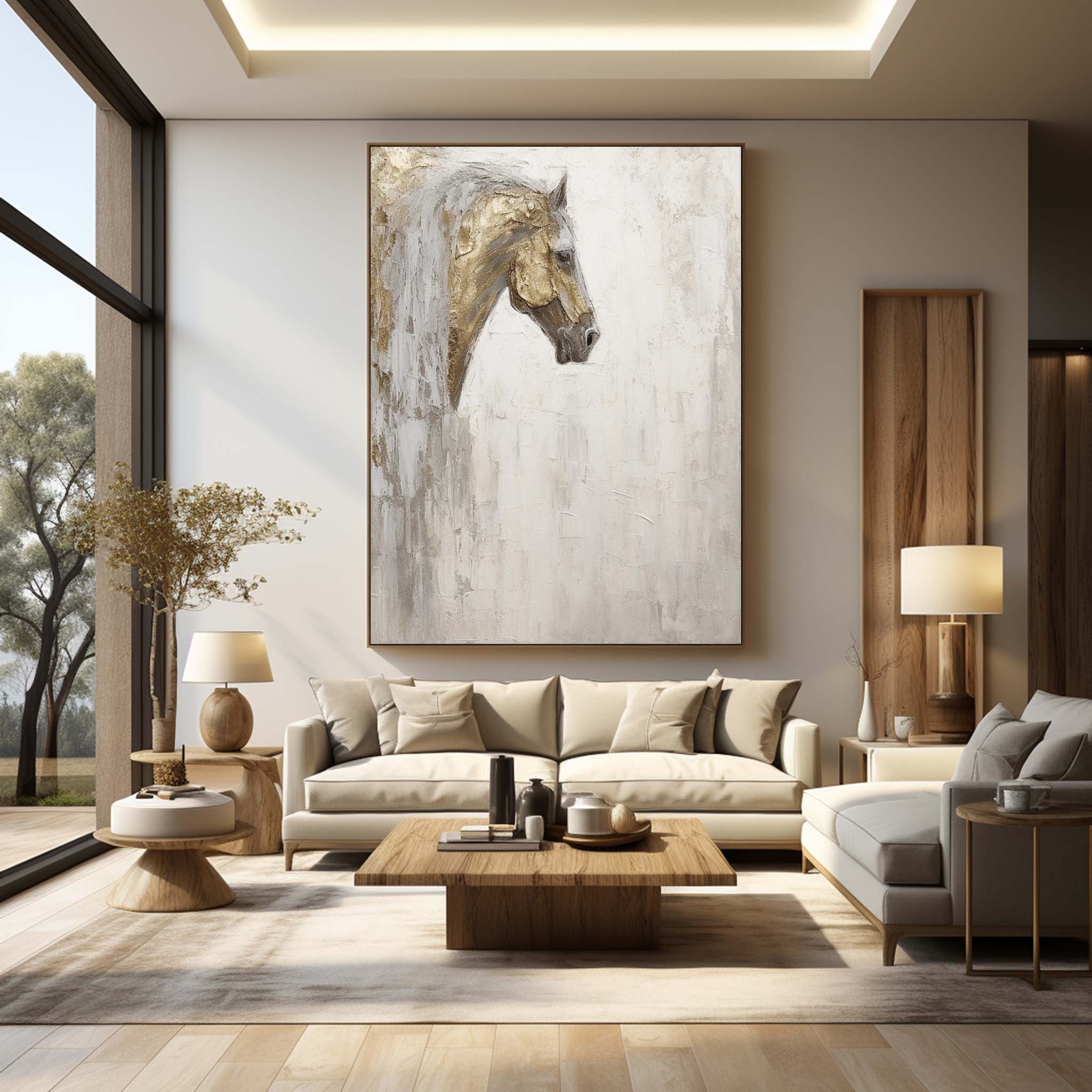 Hand-Painted Horse Oil Painting on Canvas  207AA