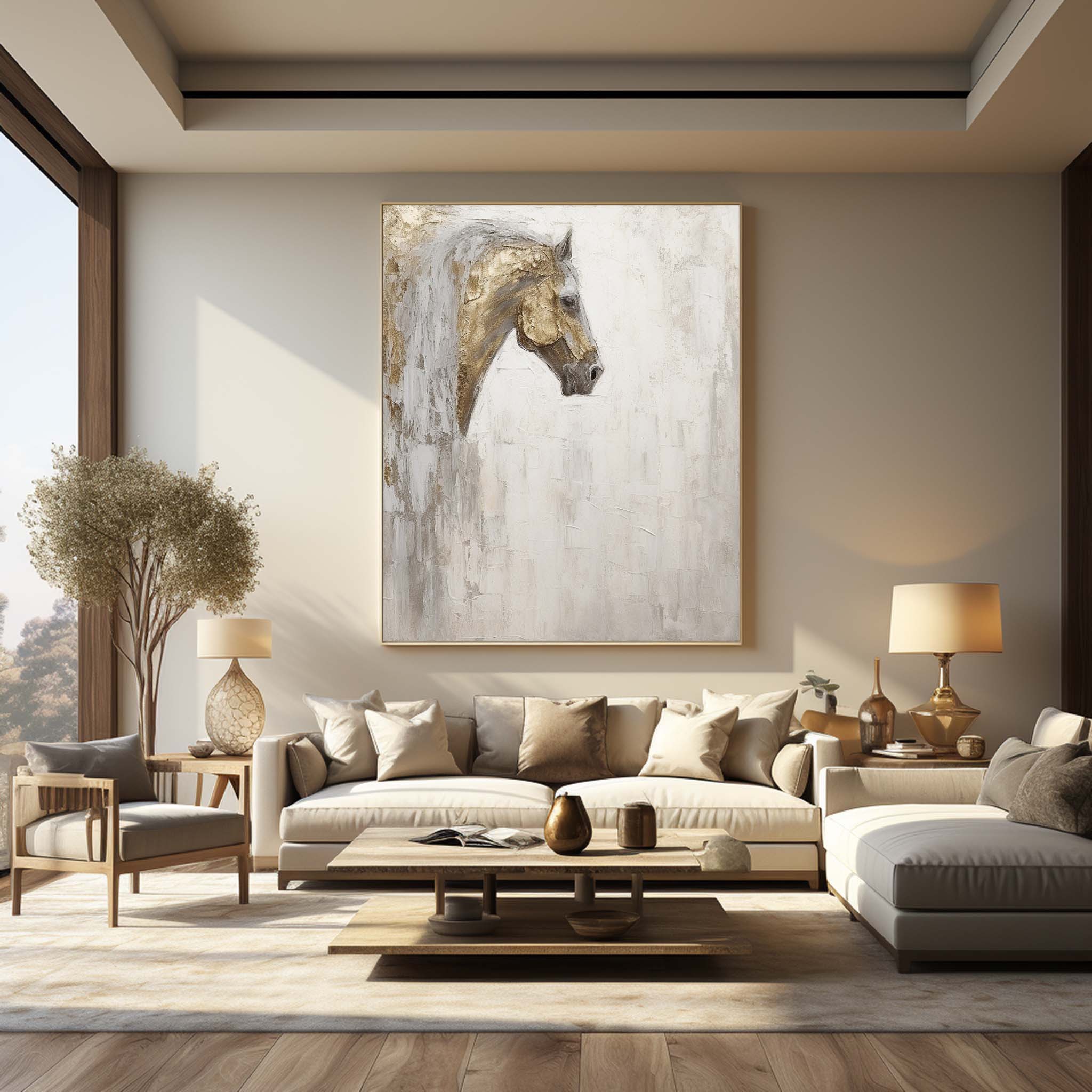 Hand-Painted Horse Oil Painting on Canvas  207AA