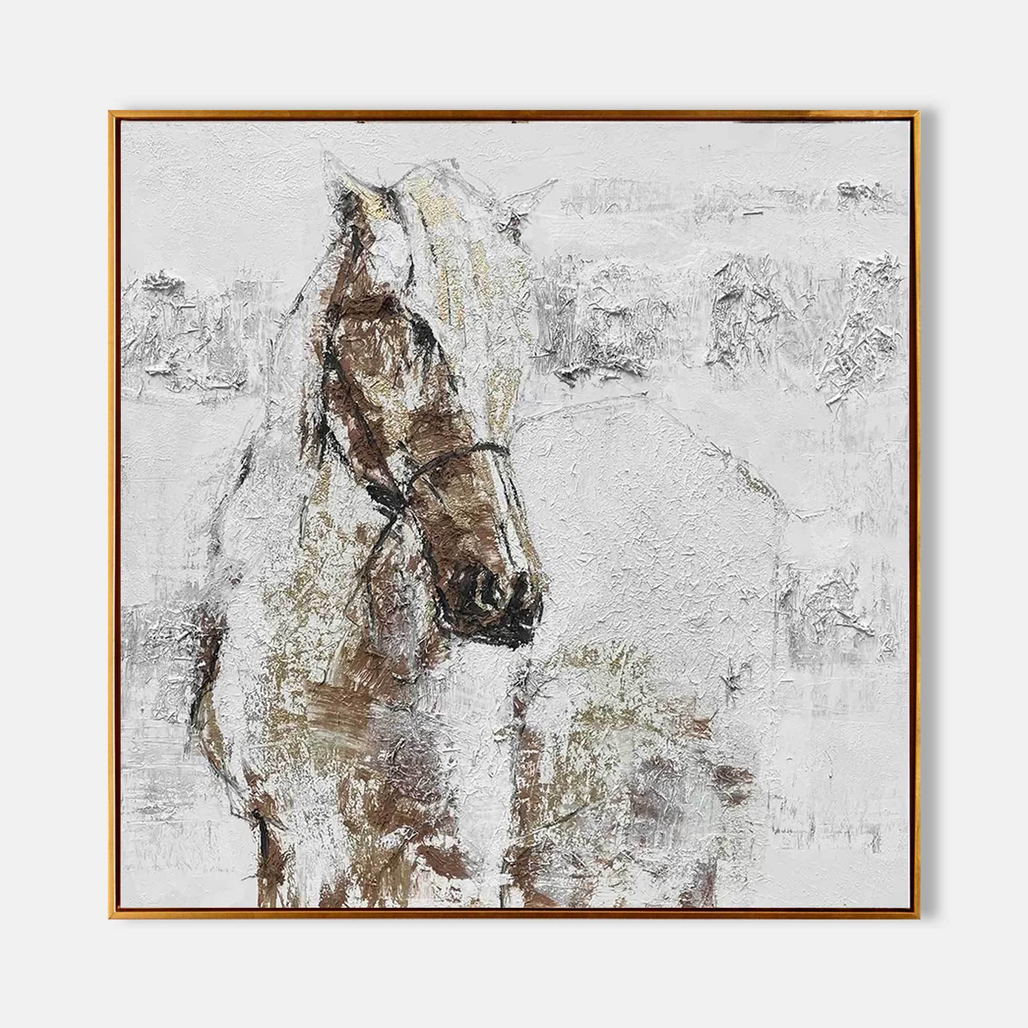 hand-painted textured horse oil painting