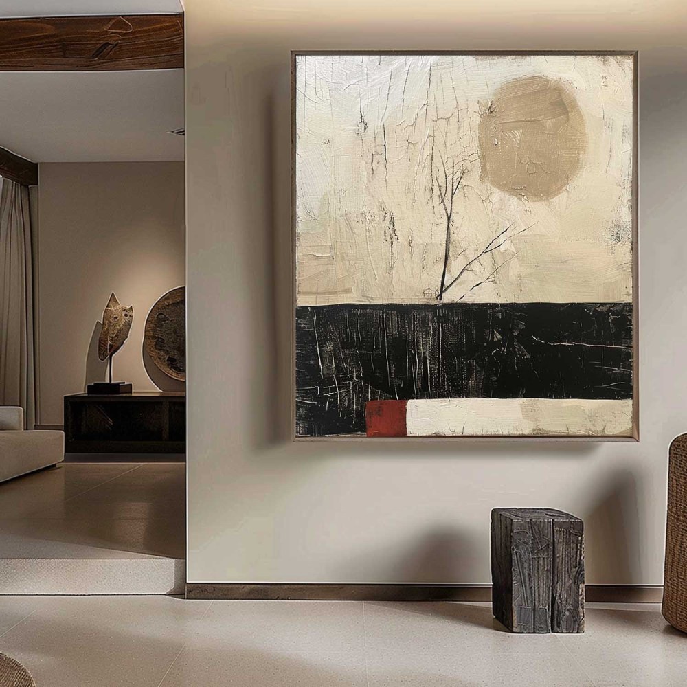 Minimalist Abstract Oil Painting on Canvas