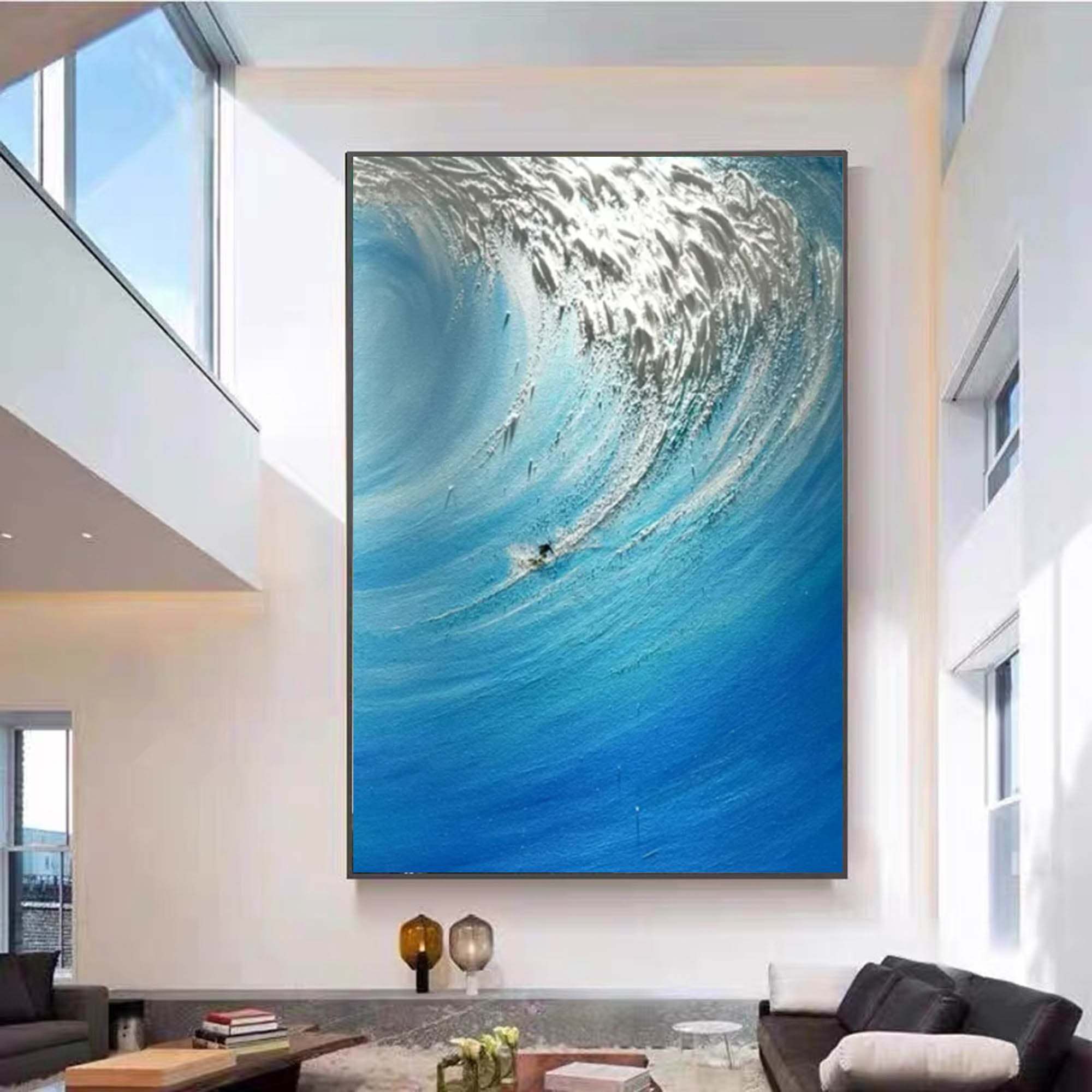 Hand-Painted Ocean Wave Oil Painting on Canvas – Modern Seascape Wall Art 213AA
