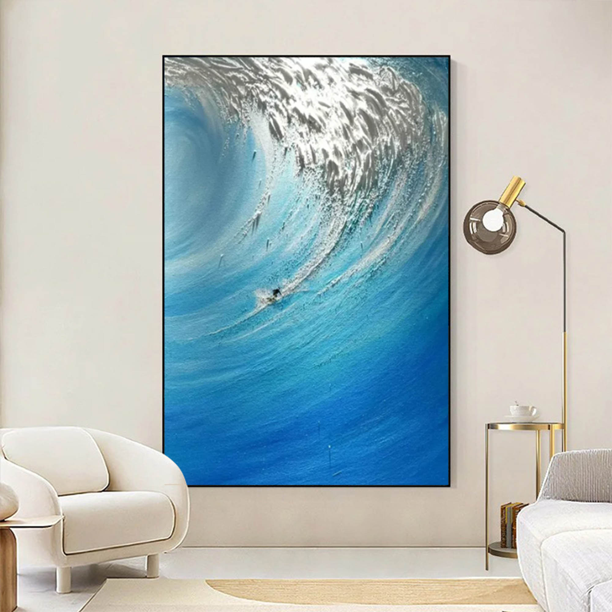 Hand-Painted Ocean Wave Oil Painting on Canvas – Modern Seascape Wall Art 213AA