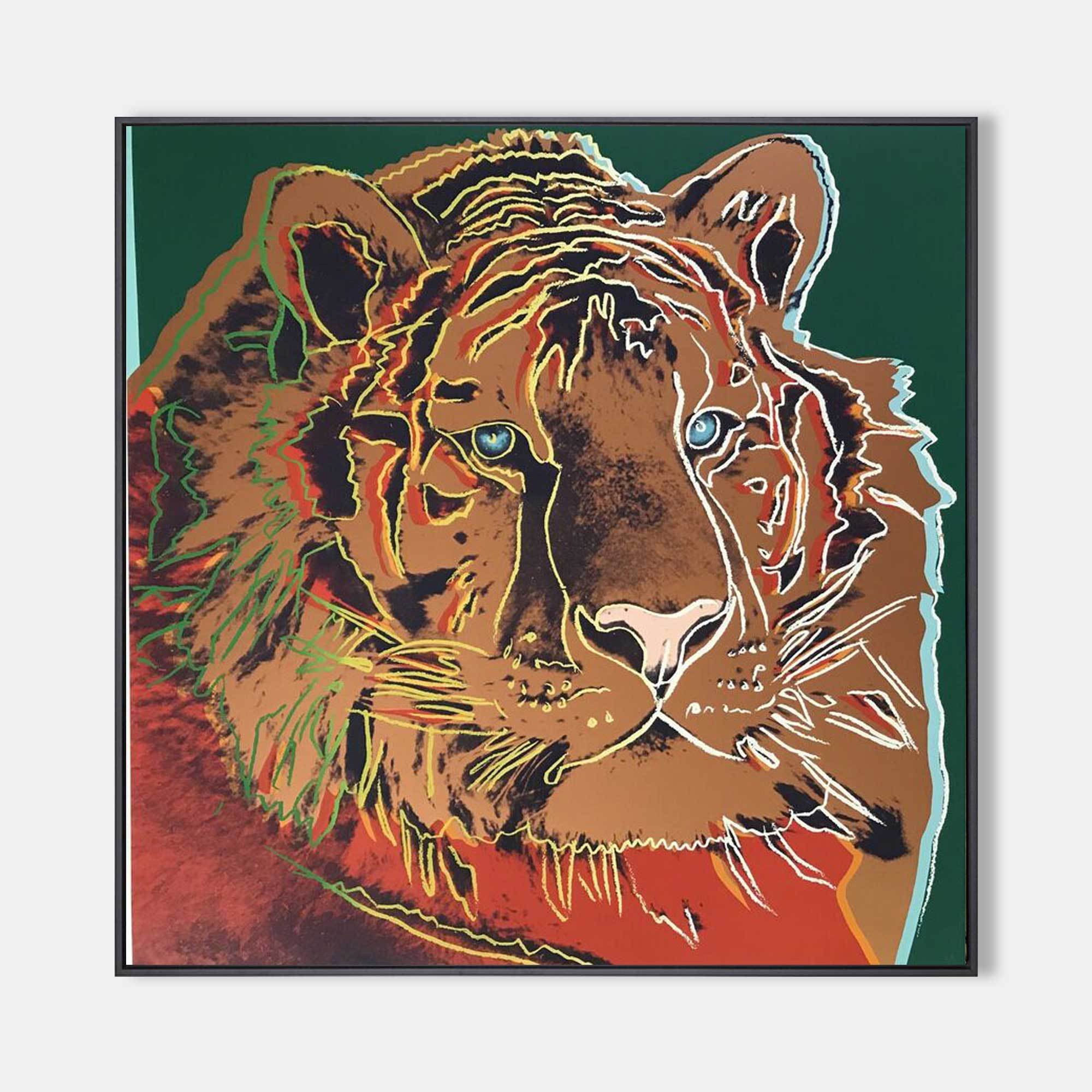 Andy Warhol Tiger Oil Painting on Canvas – Pop Art Endangered Species Animal Wall Art 228BR