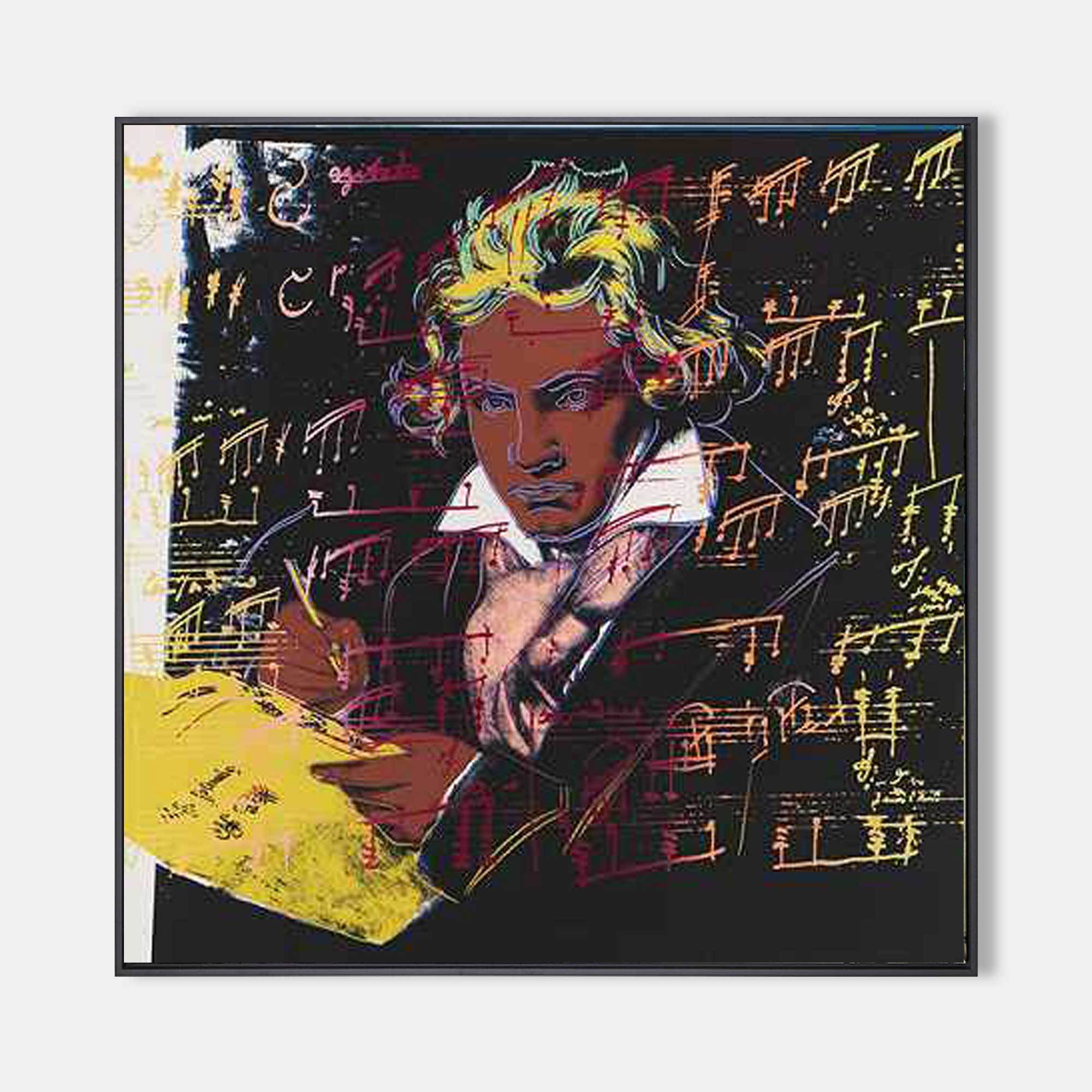 Andy Warhol Beethoven Portrait Oil Painting on Canvas – Pop Art Music-Inspired Wall Art 226BR