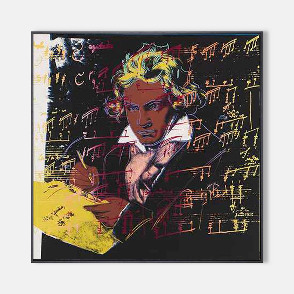 Andy Warhol Beethoven Portrait Oil Painting on Canvas – Pop Art Music-Inspired Wall Art 226BR