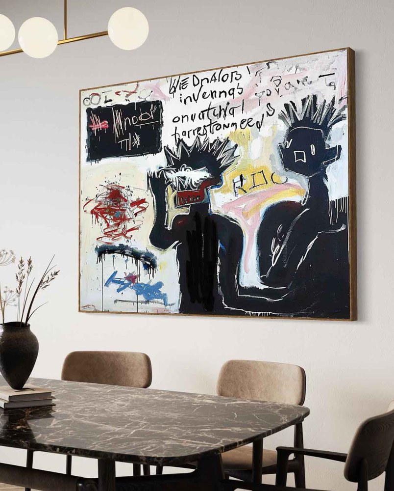 "Hand-Painted Graffiti Abstract Portrait Oil Painting on Canvas – Neo-Expressionist Street Art Wall Decor 221AA