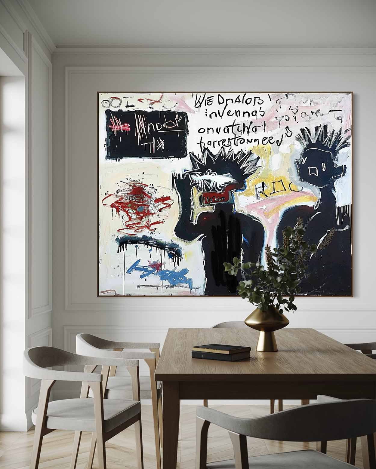 "Hand-Painted Graffiti Abstract Portrait Oil Painting on Canvas – Neo-Expressionist Street Art Wall Decor 221AA